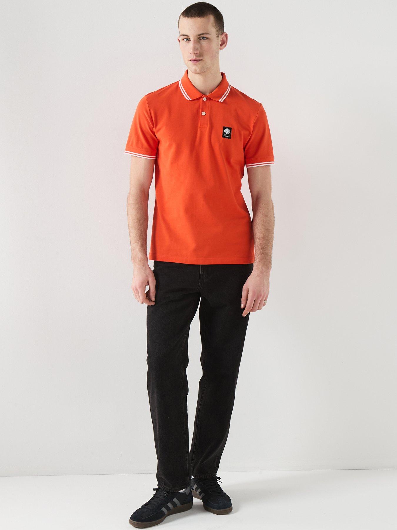 Pretty Green Pretty Green Rayner Short Sleeve Tipped Polo Shirt - Orange