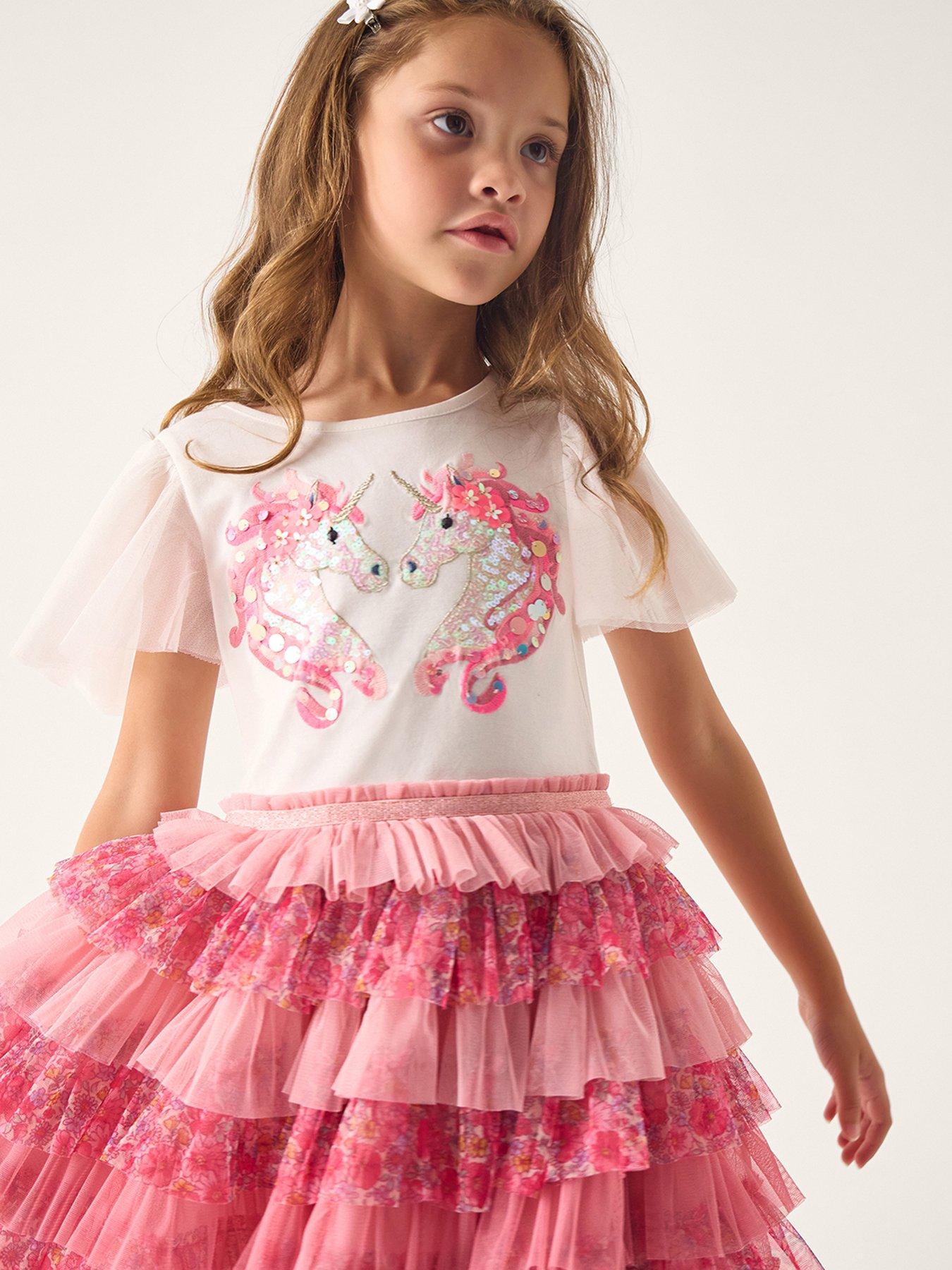 monsoon-girls-short-sleeve-unicorn-disco-ditsy-dress-pink