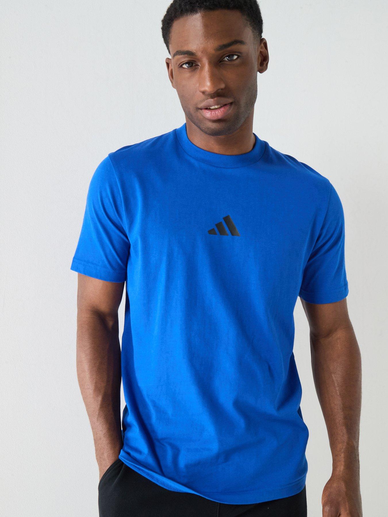adidas Sportswear Men's Essentials Small Logo Single Jersey Tee - Blue
