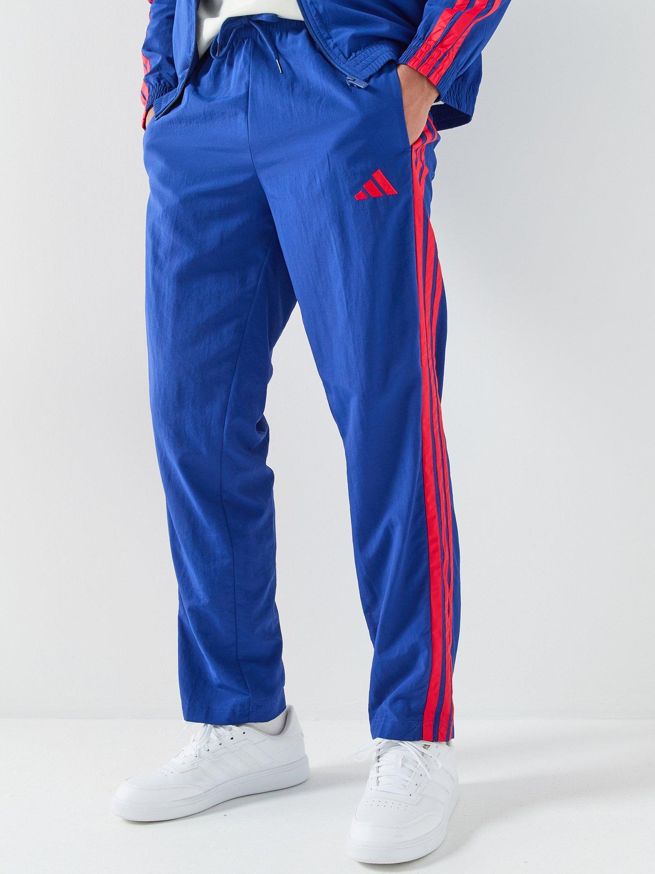adidas Sportswear Men's Essentials 3 Striipes Woven Open Hem Tracksuit Pants - Blue