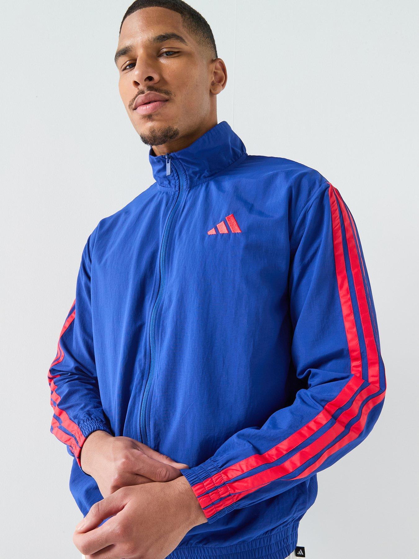 adidas Sportswear Men's Essentials 3 Stripes Woven Tracksuit Top - Blue