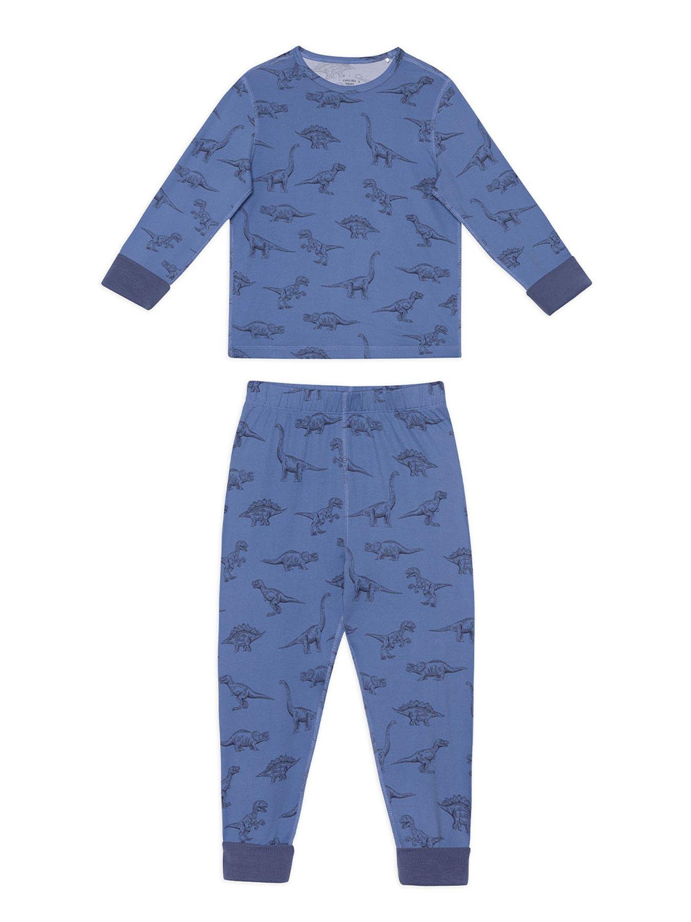 CHELSEA PEERS Kids Dinosaur Print Long Sleeve Pyjamas - Blue
