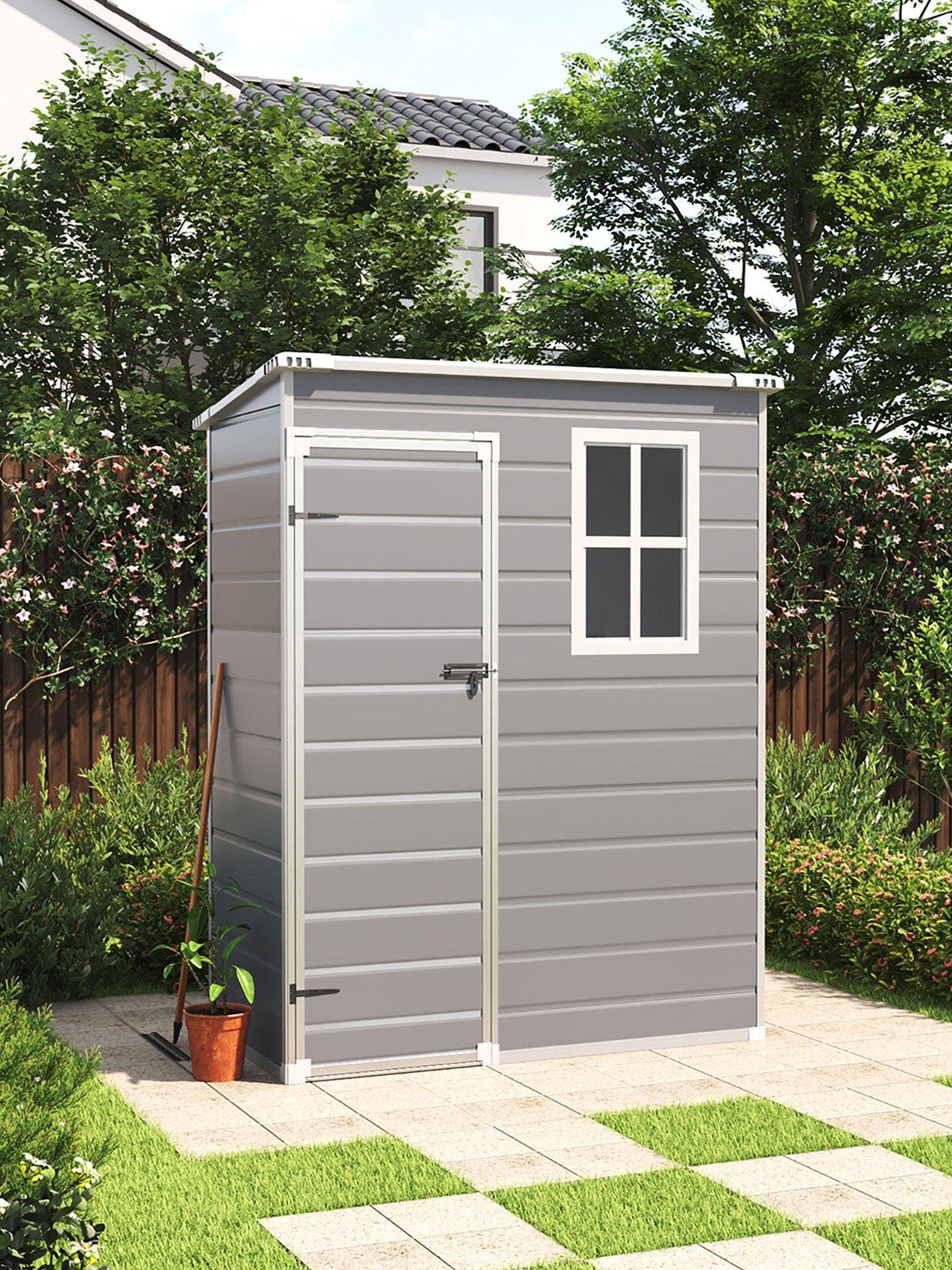 Living And Home 5X3 Ft Garden Plastic Pent Storage Shed With Black Roof in One Colour