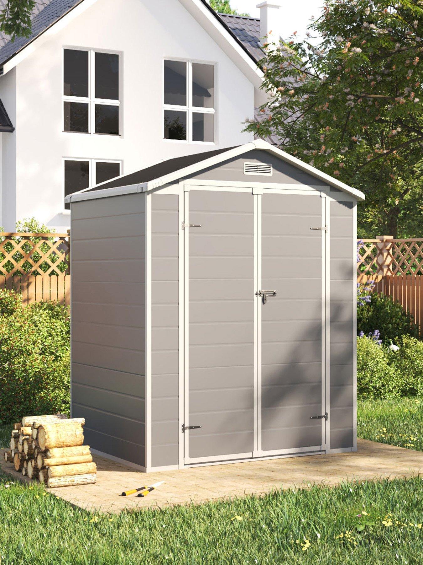 Living And Home 6X4 Ft Garden Plastic Apex Storage Shed With Black Roof in One Colour