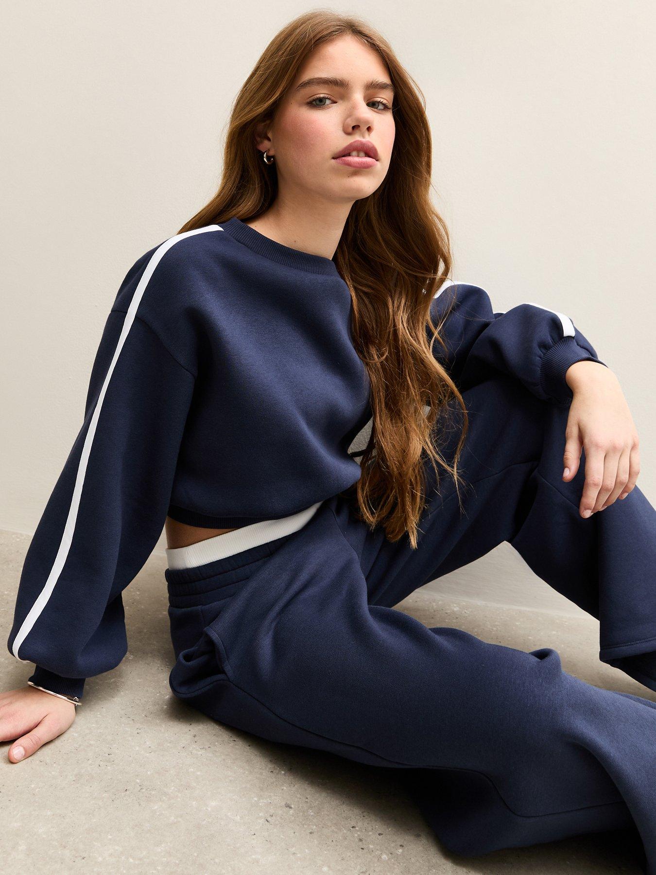 new-look-915-girls-off-shoulder-side-stripe-sweatshirt-navyback