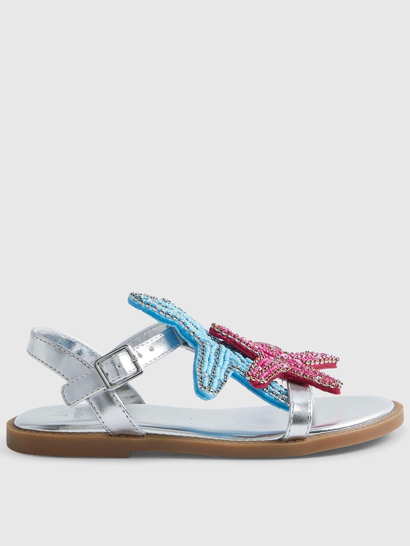 River Island Older Girls Starfish Buckle Sandals - Silver