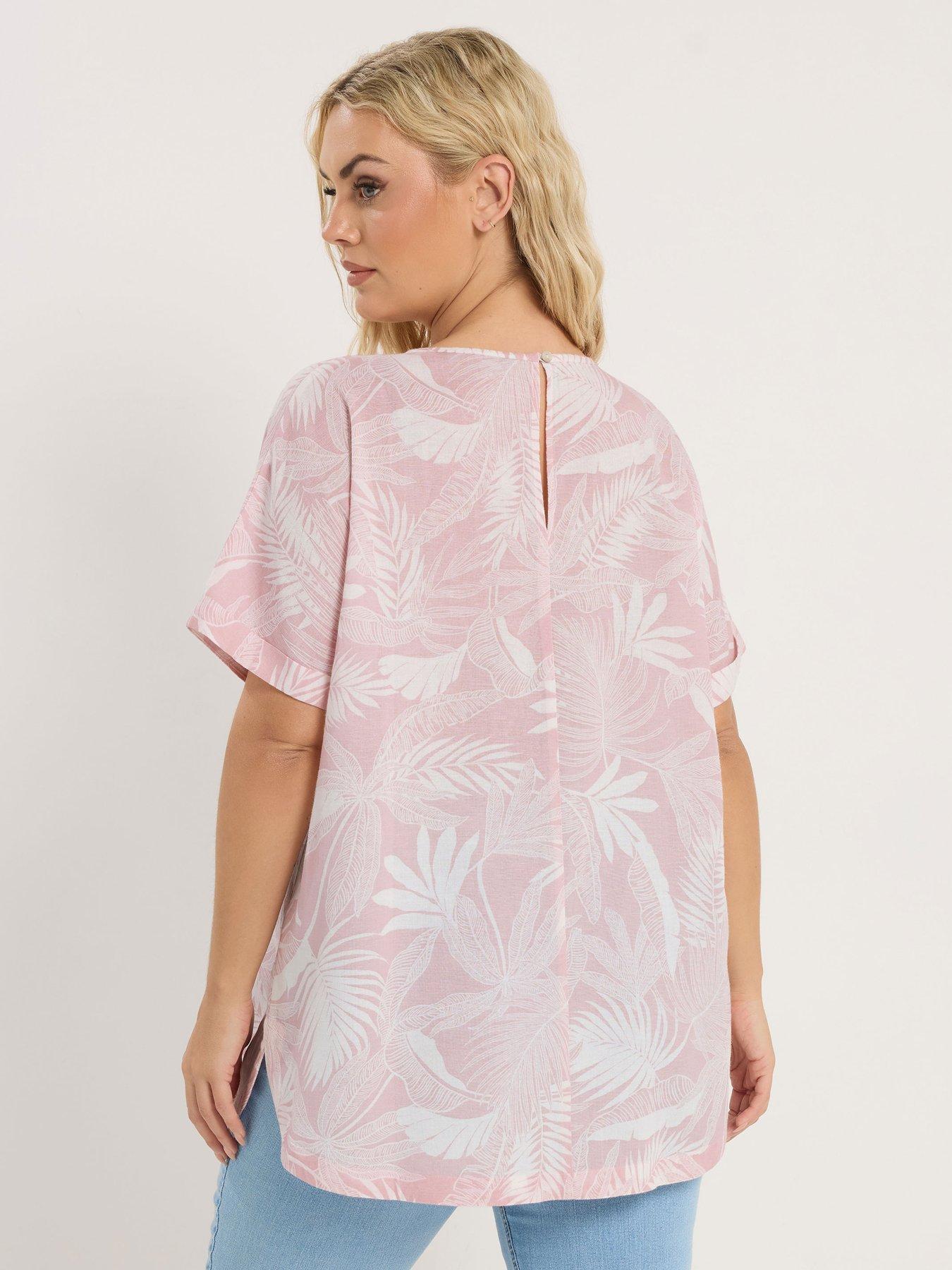 yours-curve-linen-boxy-top-pinkstillFront