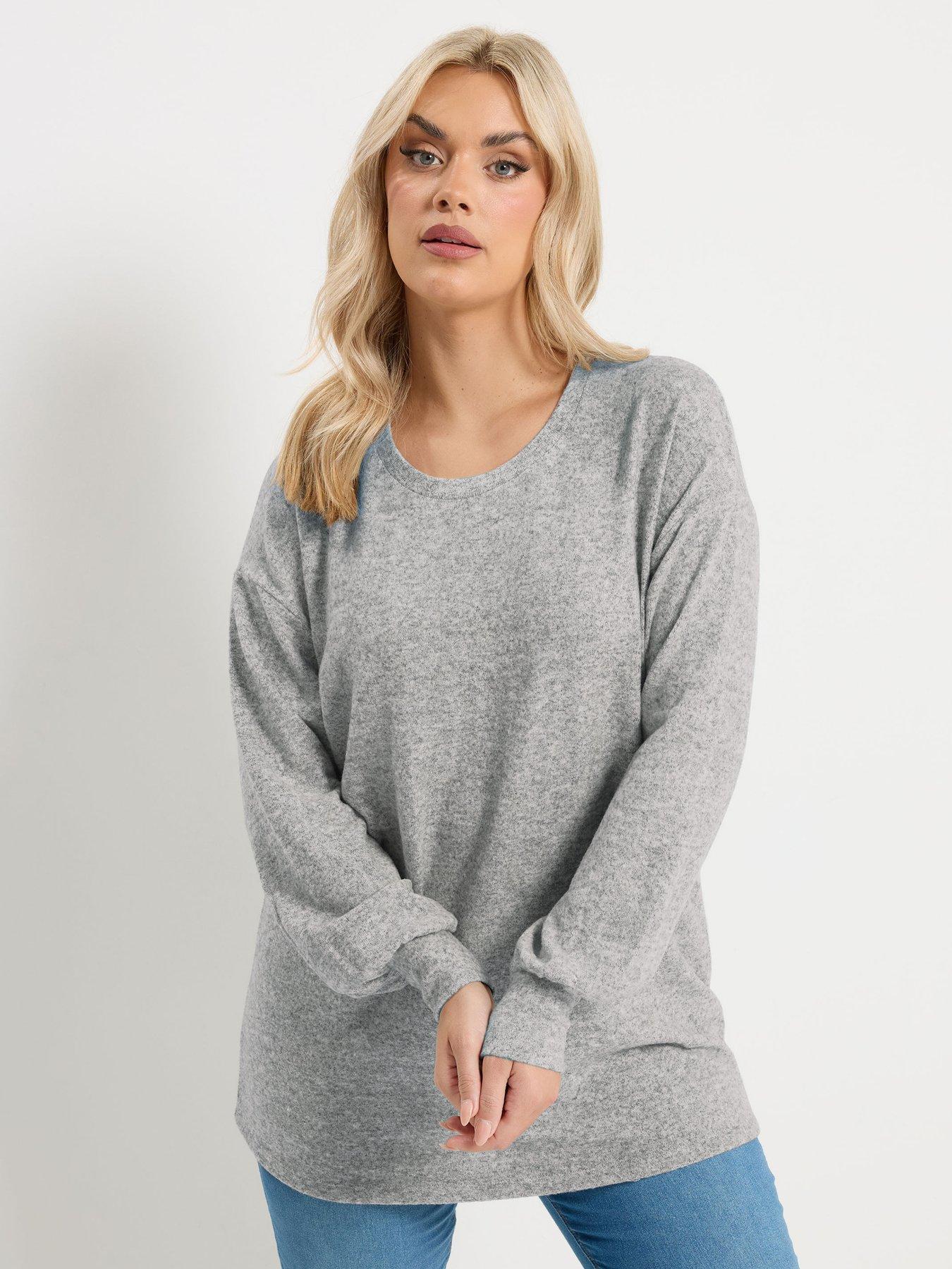 yours-curve-soft-touch-long-sleeve-jumper-greyfront