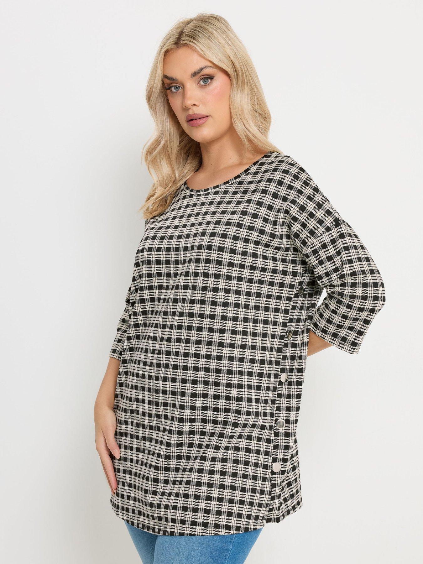 Yours Curve Check Side Button Detail Top - Black