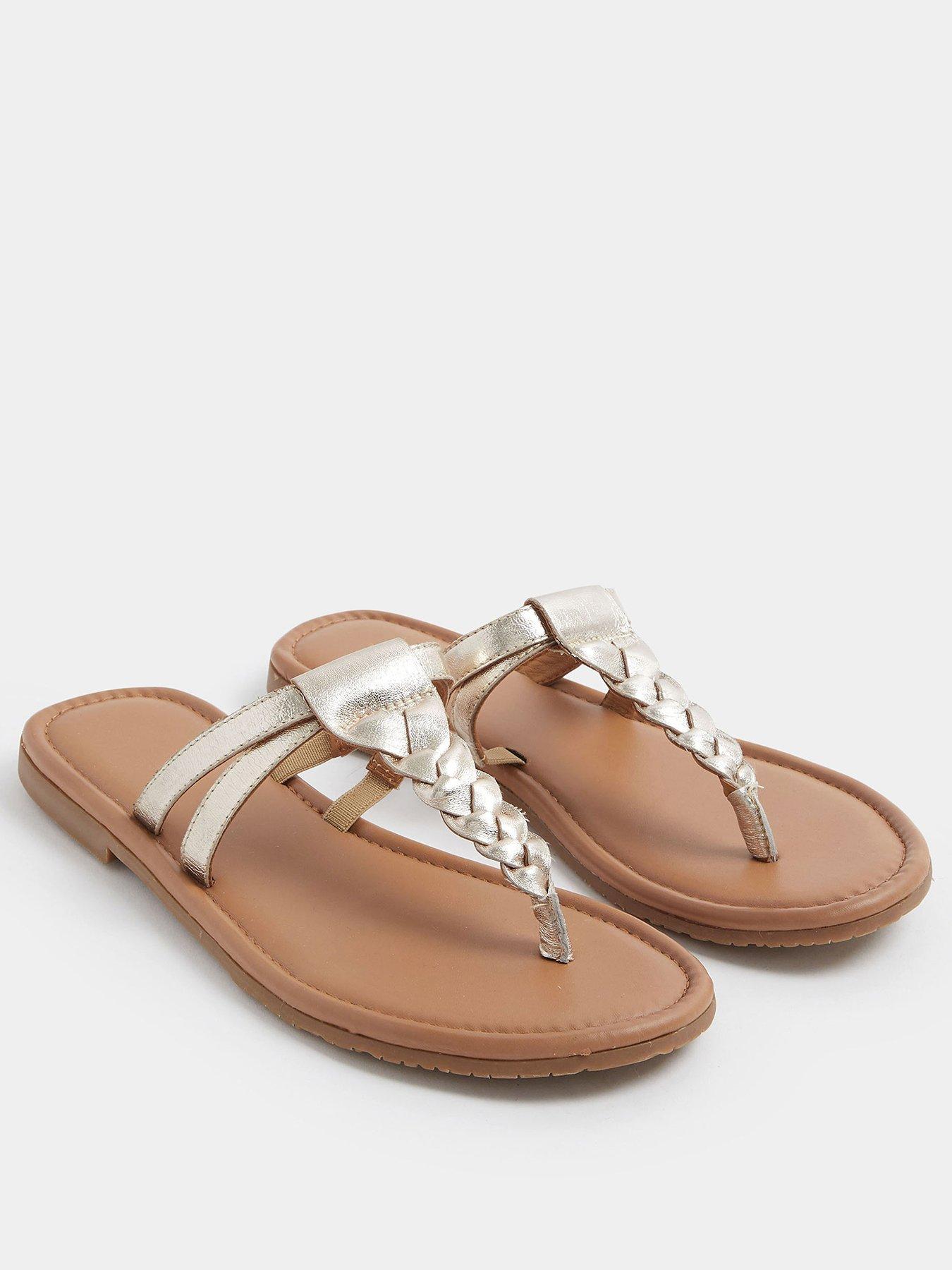Image 2 of 4 of Yours Extra Wide Fit Plaited Toe Sandal - Gold