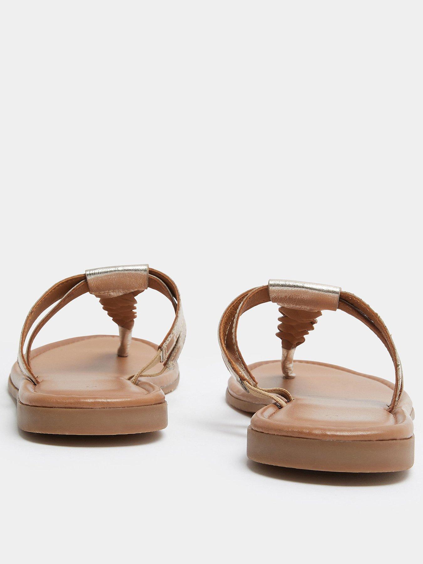 Image 3 of 4 of Yours Extra Wide Fit Plaited Toe Sandal - Gold