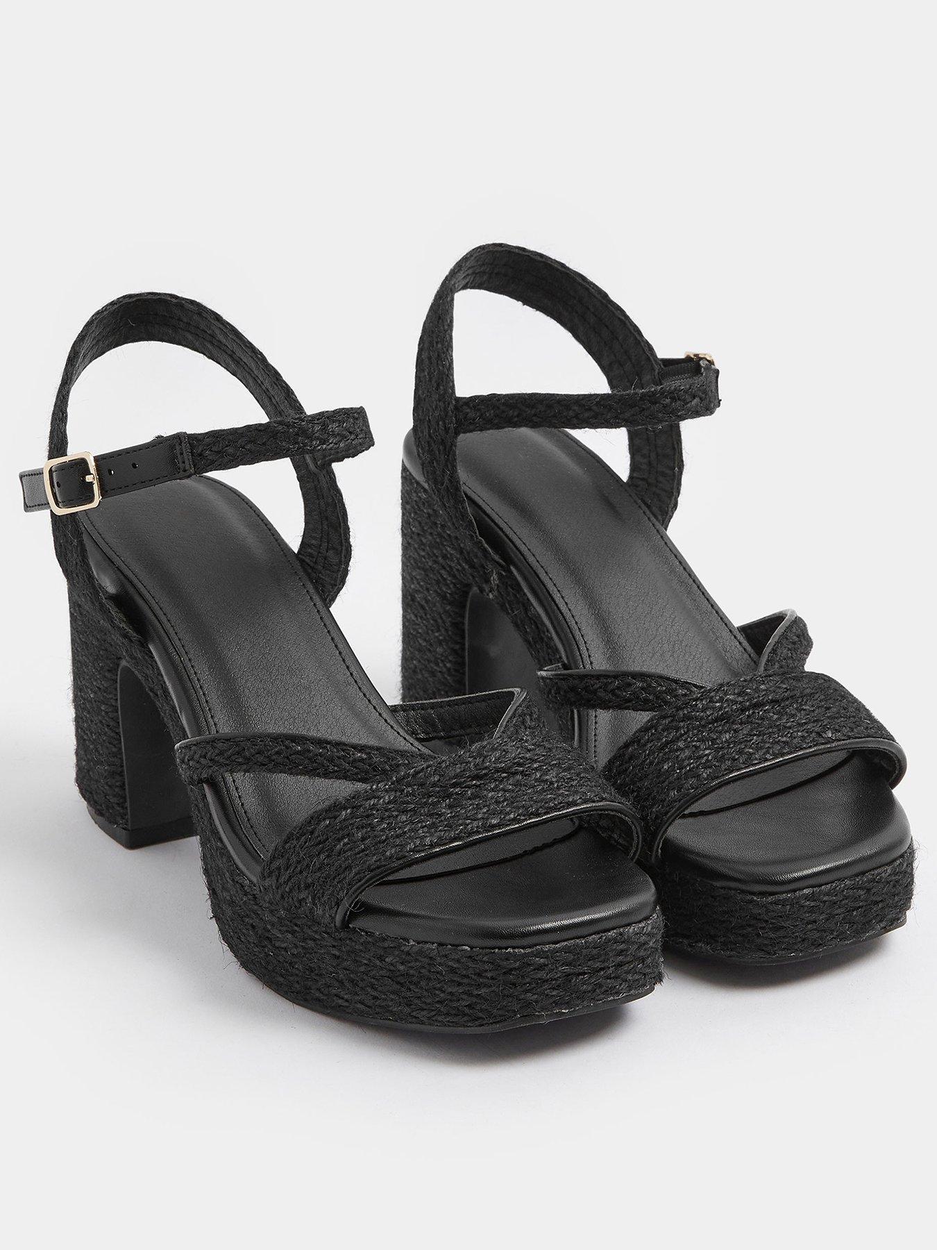 yours-extra-wide-fit-rope-heel-sandals-blackstillFront