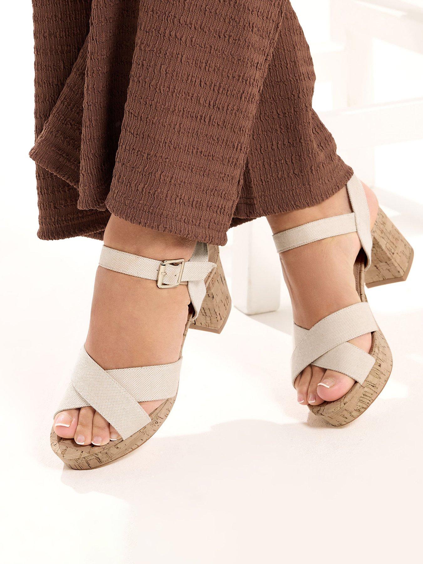 yours-extra-wide-fit-cross-over-cork-platform-heels-creamstillFront