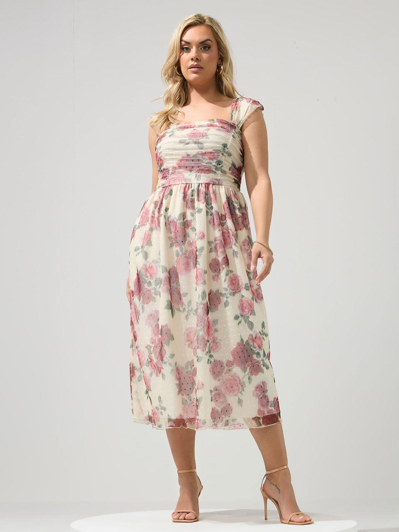 Yours Curve Spot Print Mesh Skater Dress