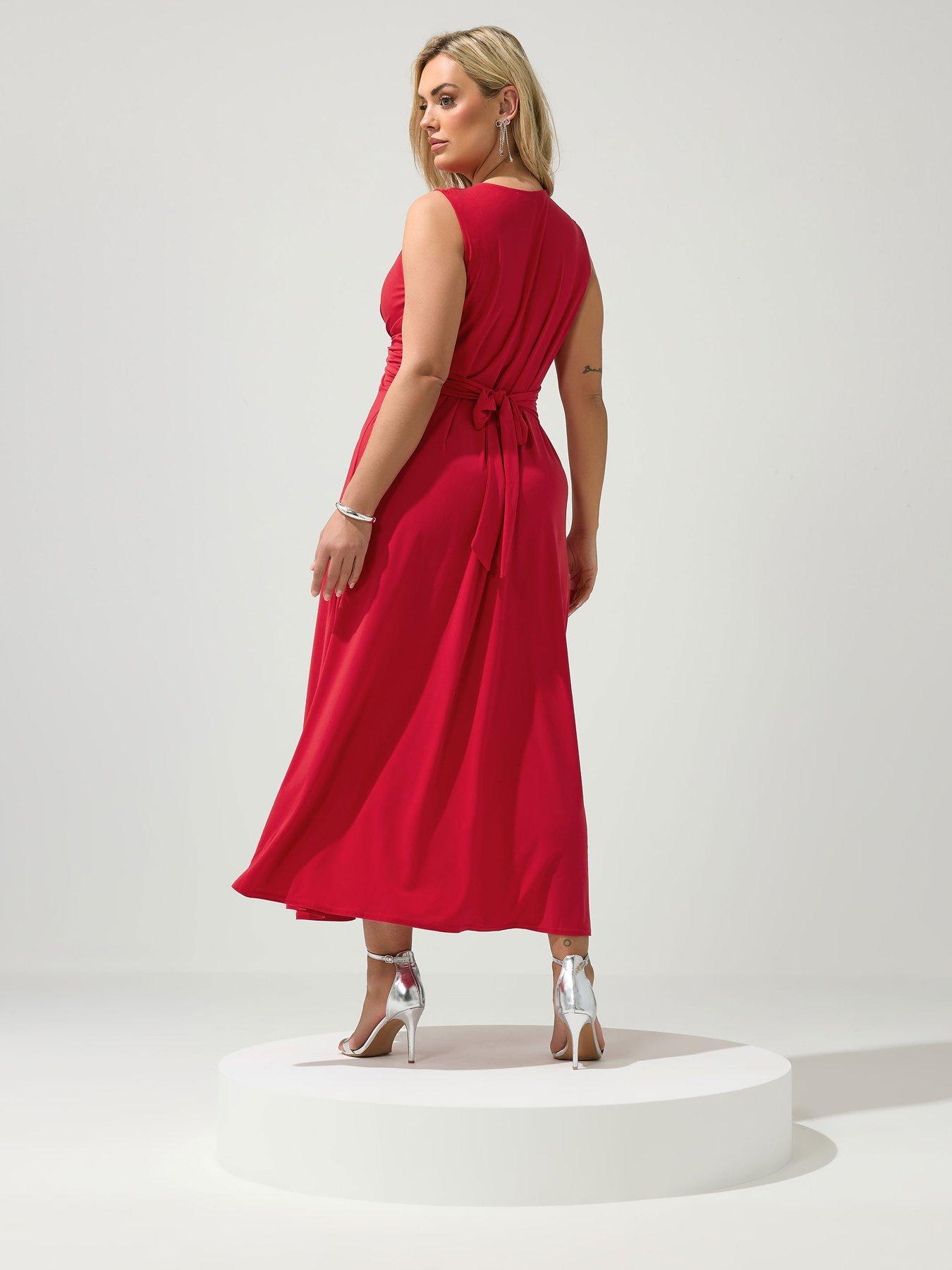 yours-curve-knot-front-sleeveless-maxi-dress-redstillFront