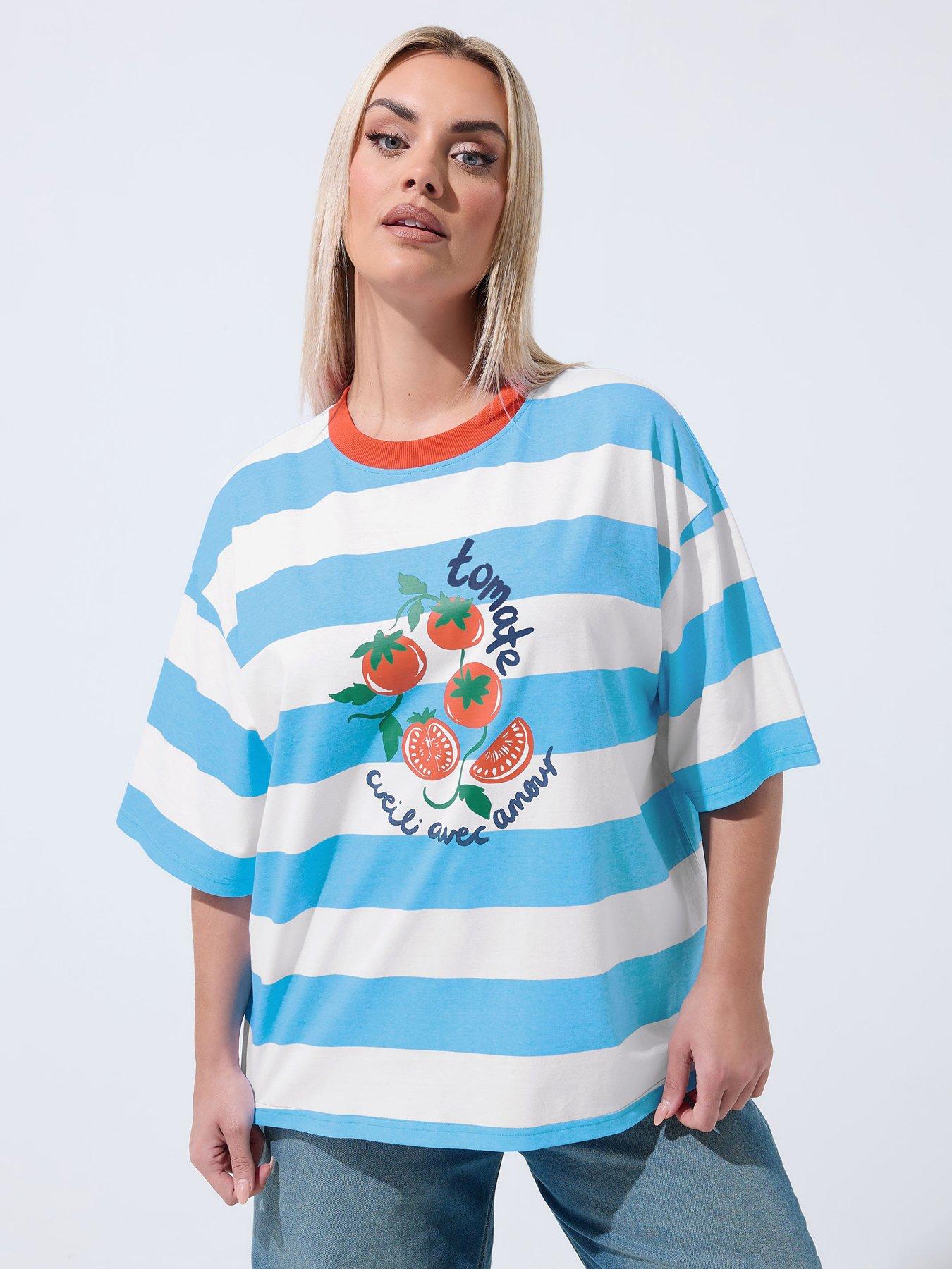 yours-curve-tomato-print-striped-ringer-t-shirtfront