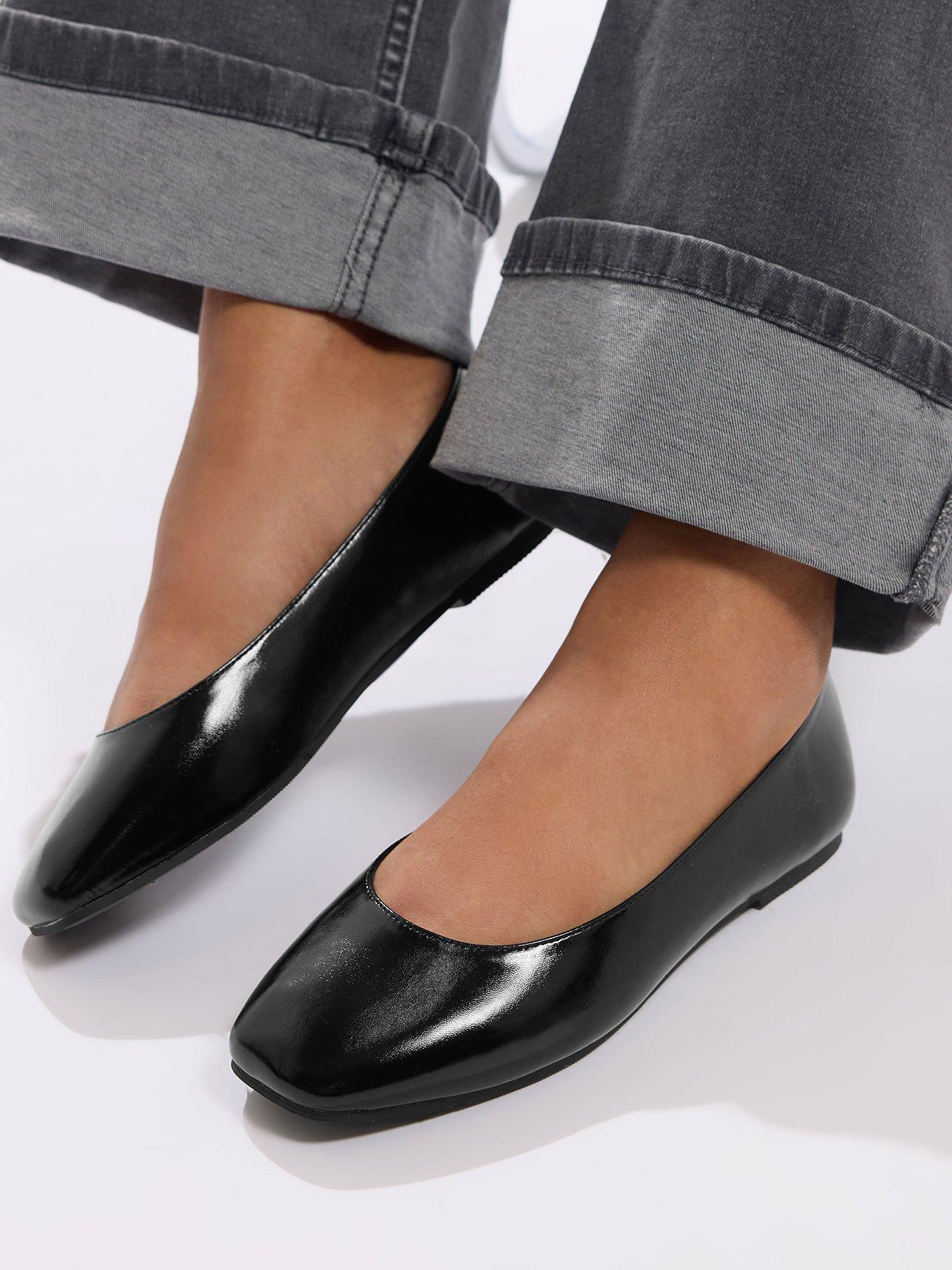 yours-wide-fit-square-toe-ballet-pump-blackfront