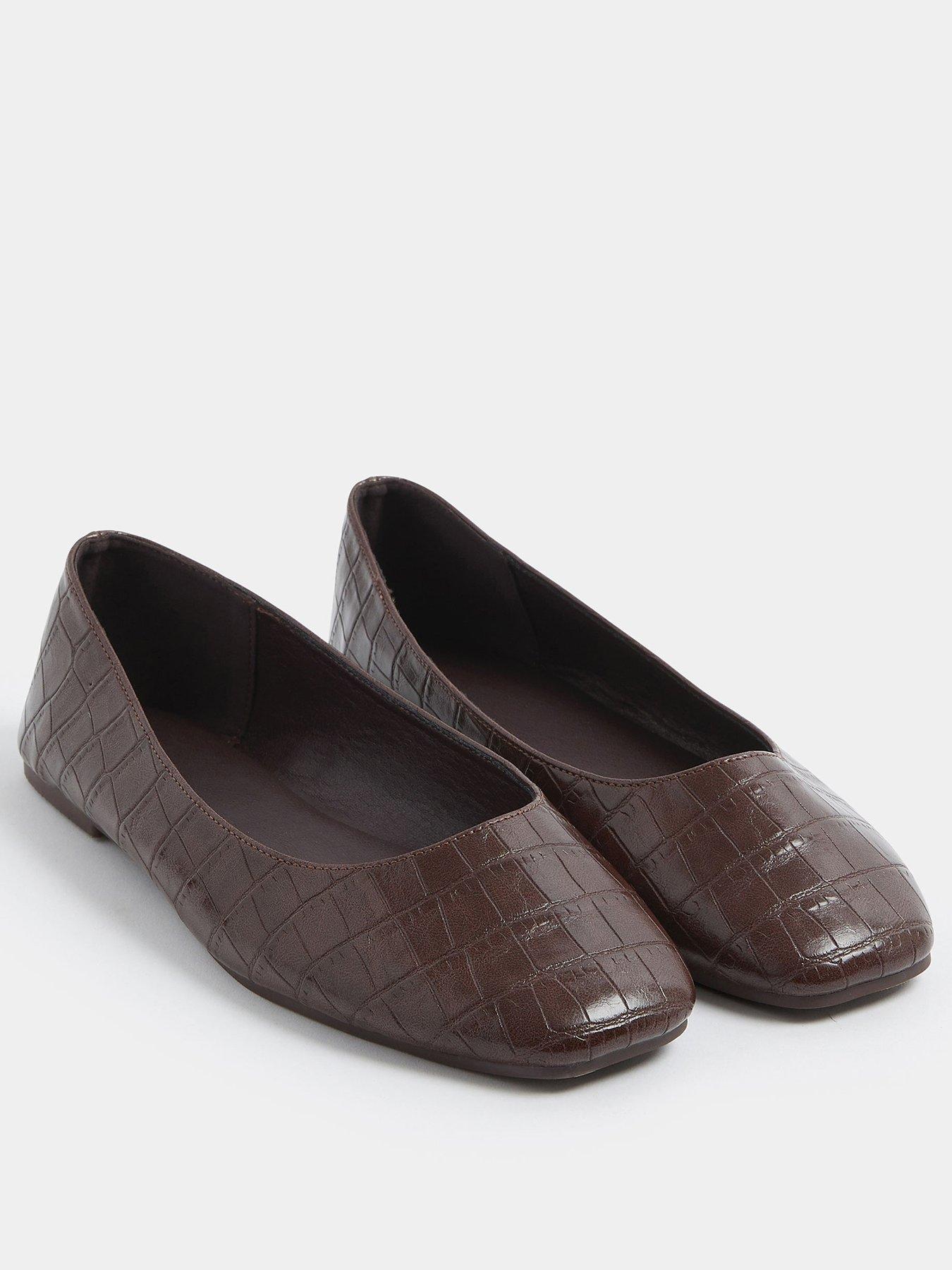 yours-wide-fit-square-toe-ballet-pump-brownstillFront