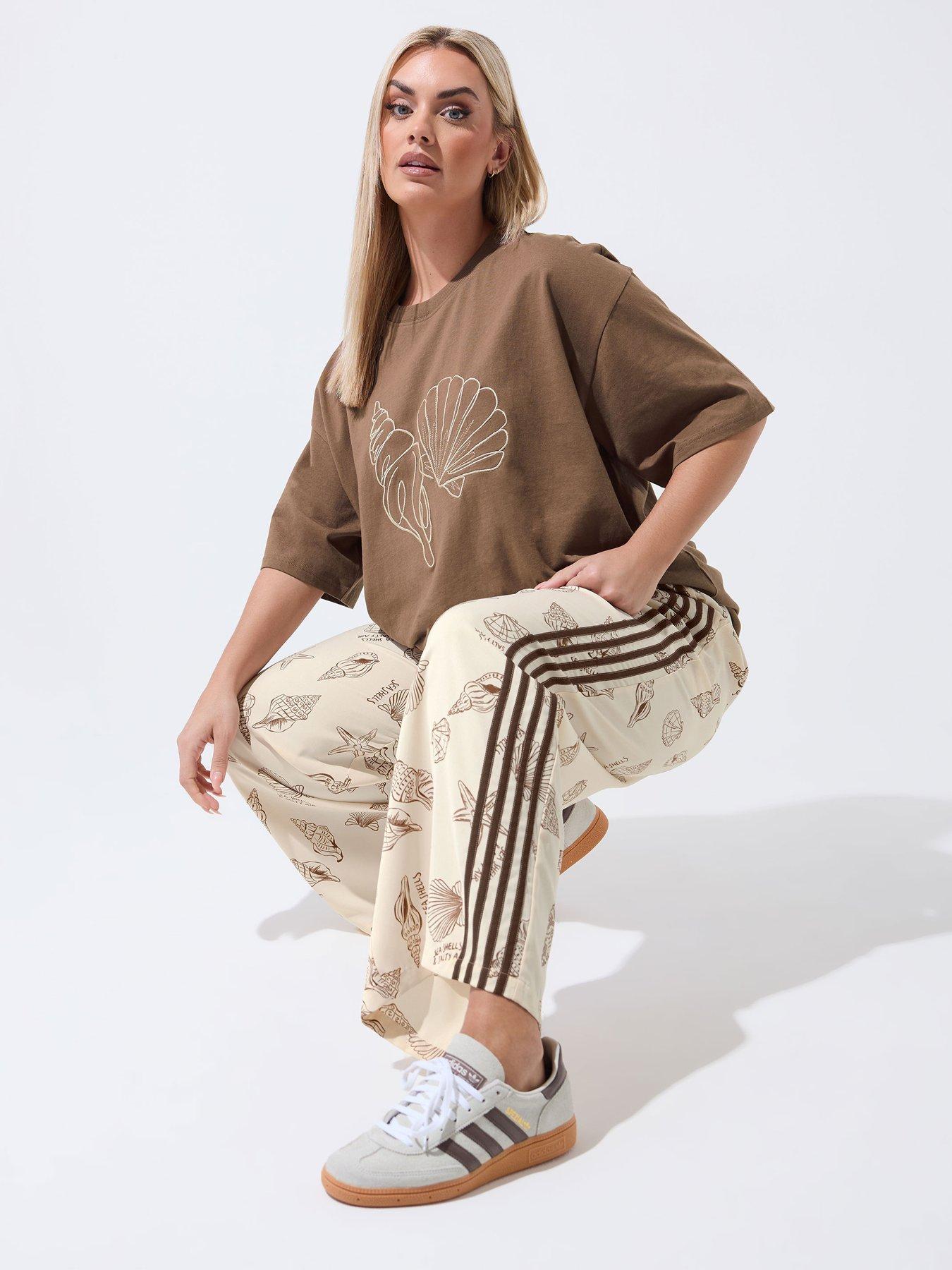 Yours Curve Stripe Print Trousers - Cream