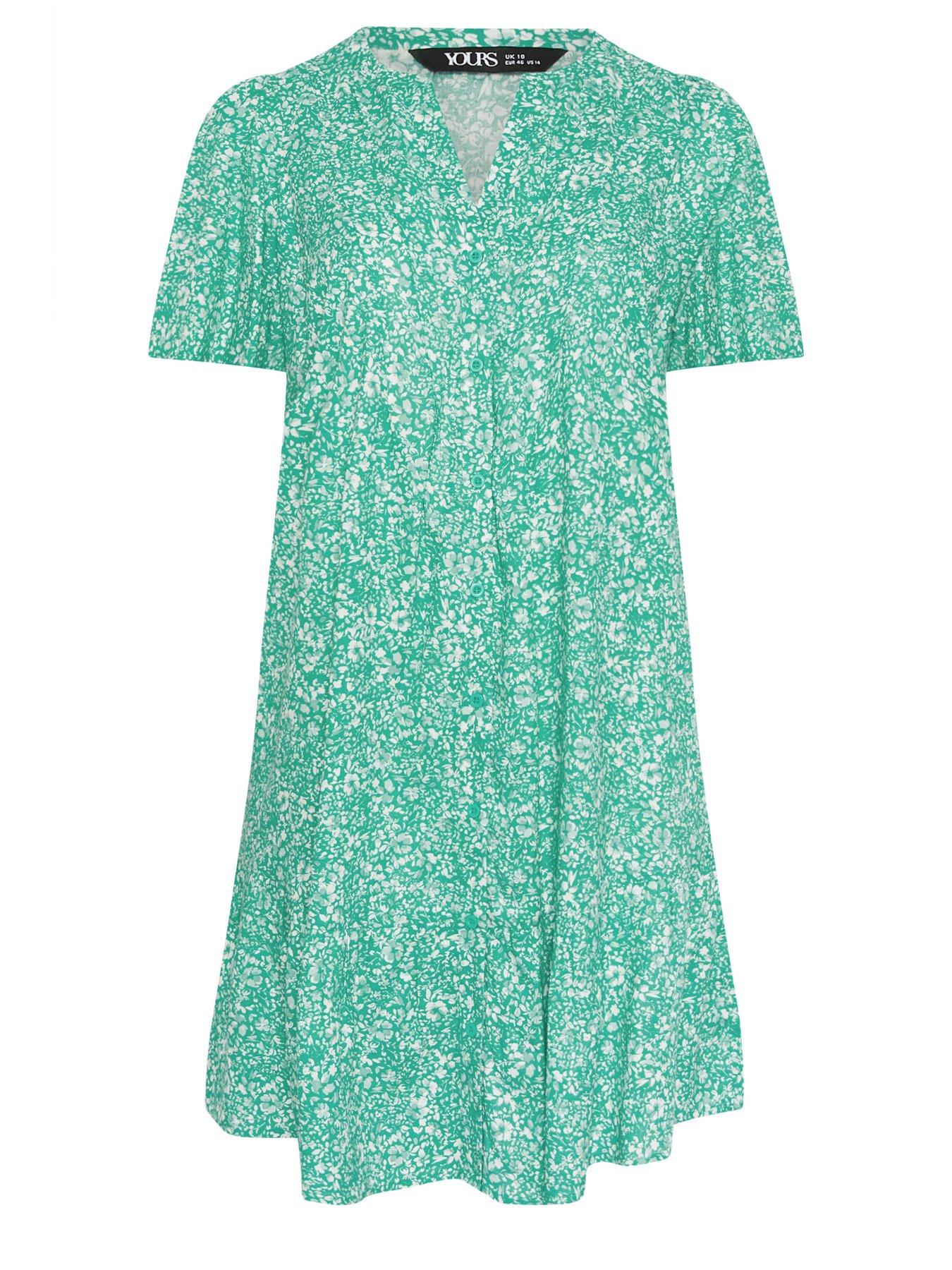 yours-curve-notchneck-smock-dress-greendetail