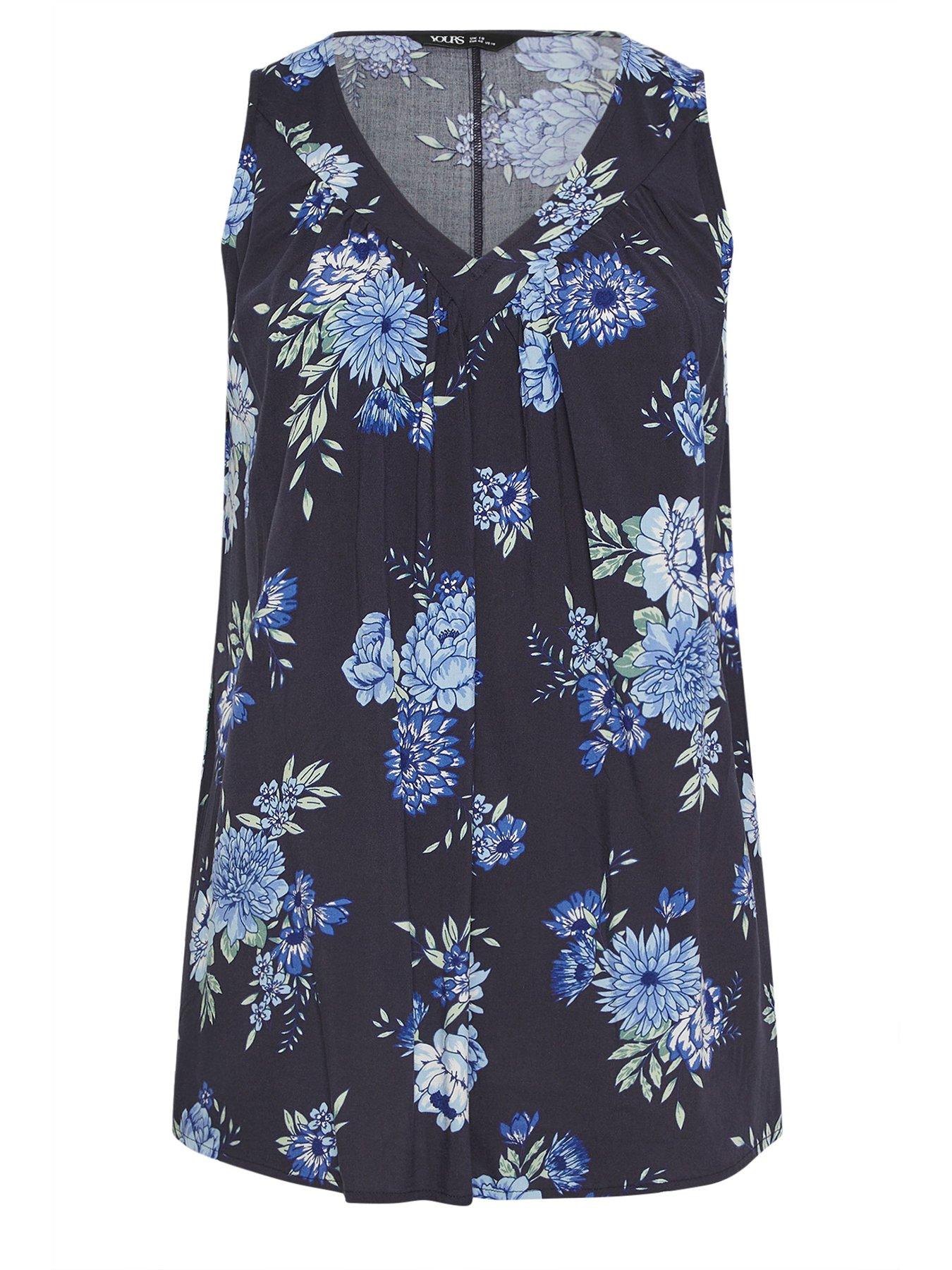 yours-curve-v-neck-floral-print-cami-bluedetail