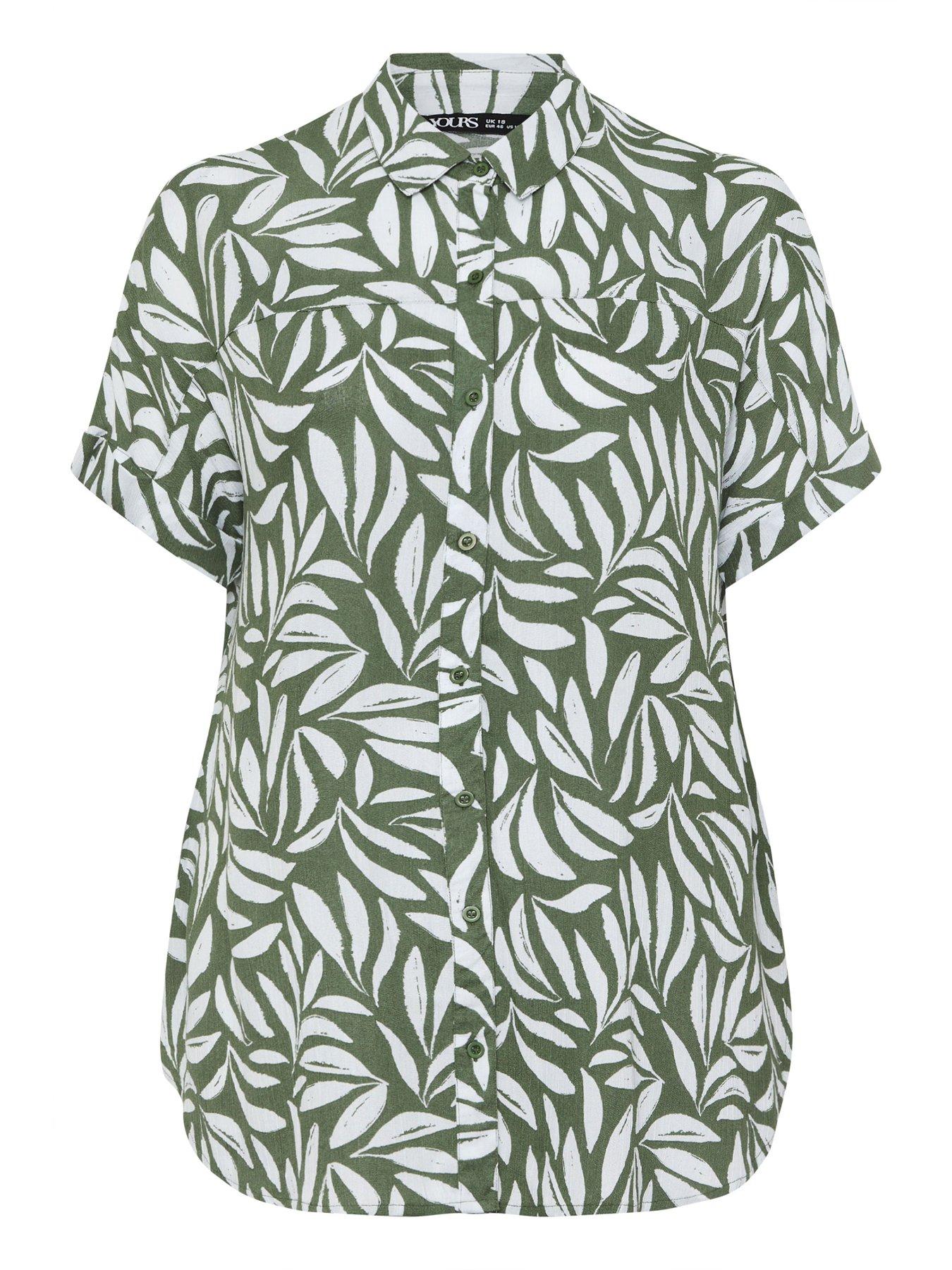 Image 5 of 5 of Yours Curve Short Sleeve Crinkle Shirt