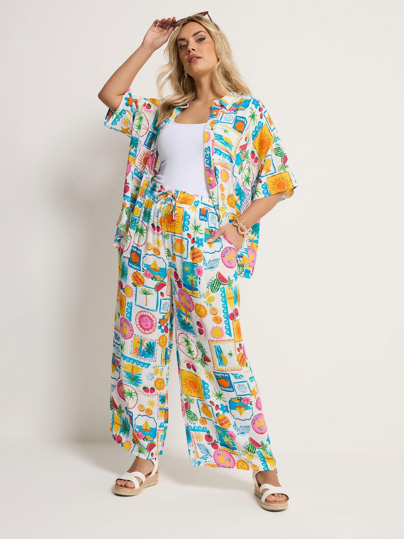 yours-curve-short-sleeve-printed-crinkle-shirtback