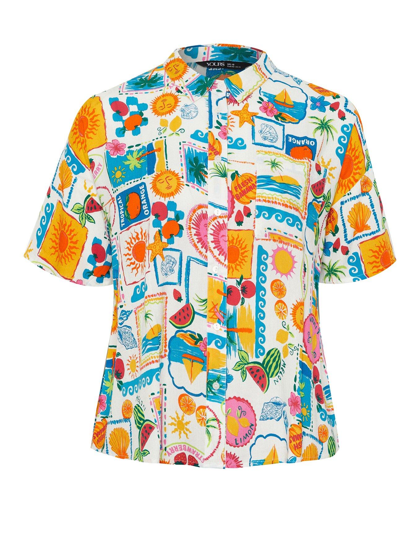 yours-curve-short-sleeve-printed-crinkle-shirtdetail