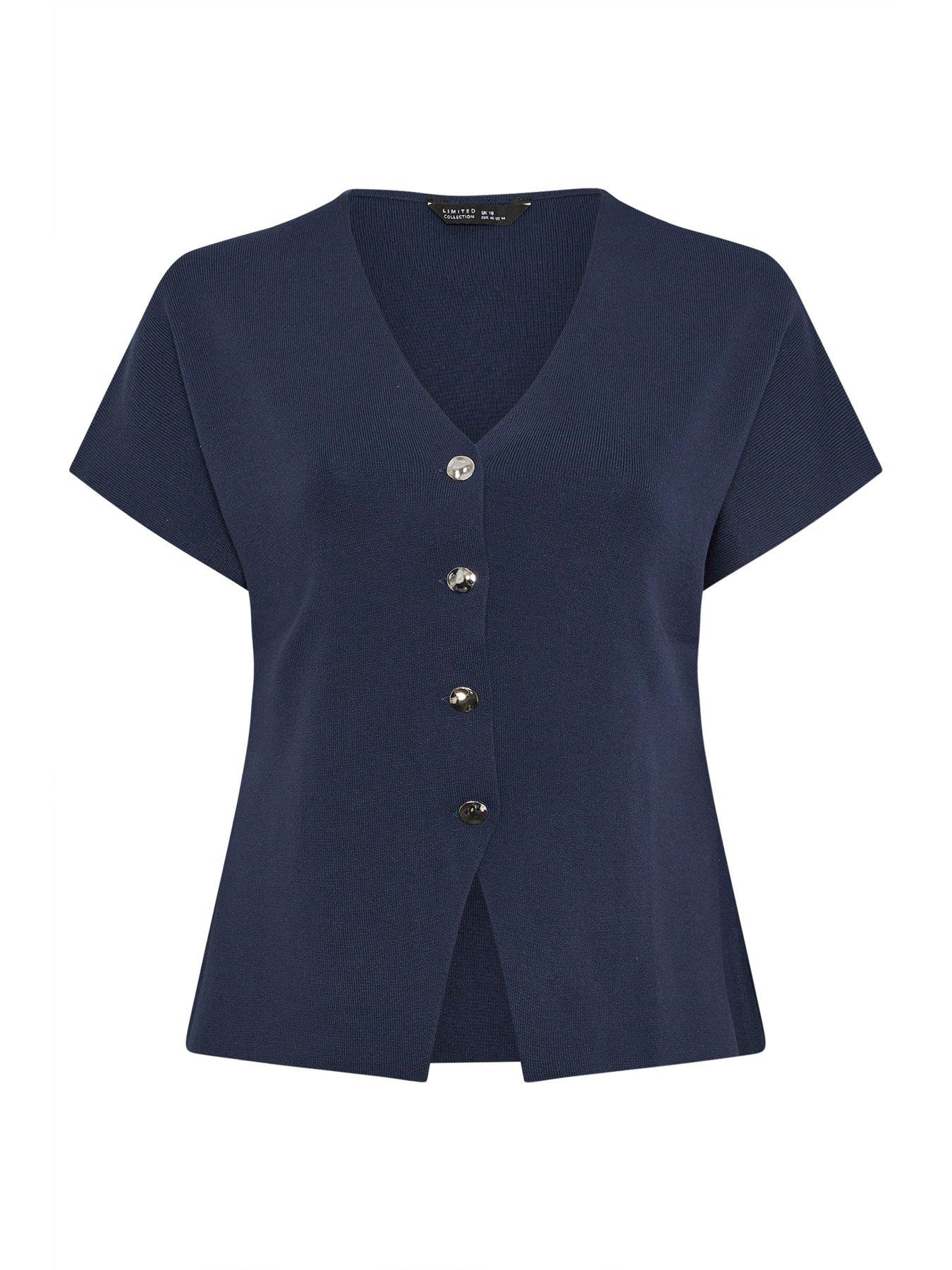 yours-curve-short-sleeve-knitted-top-bluedetail