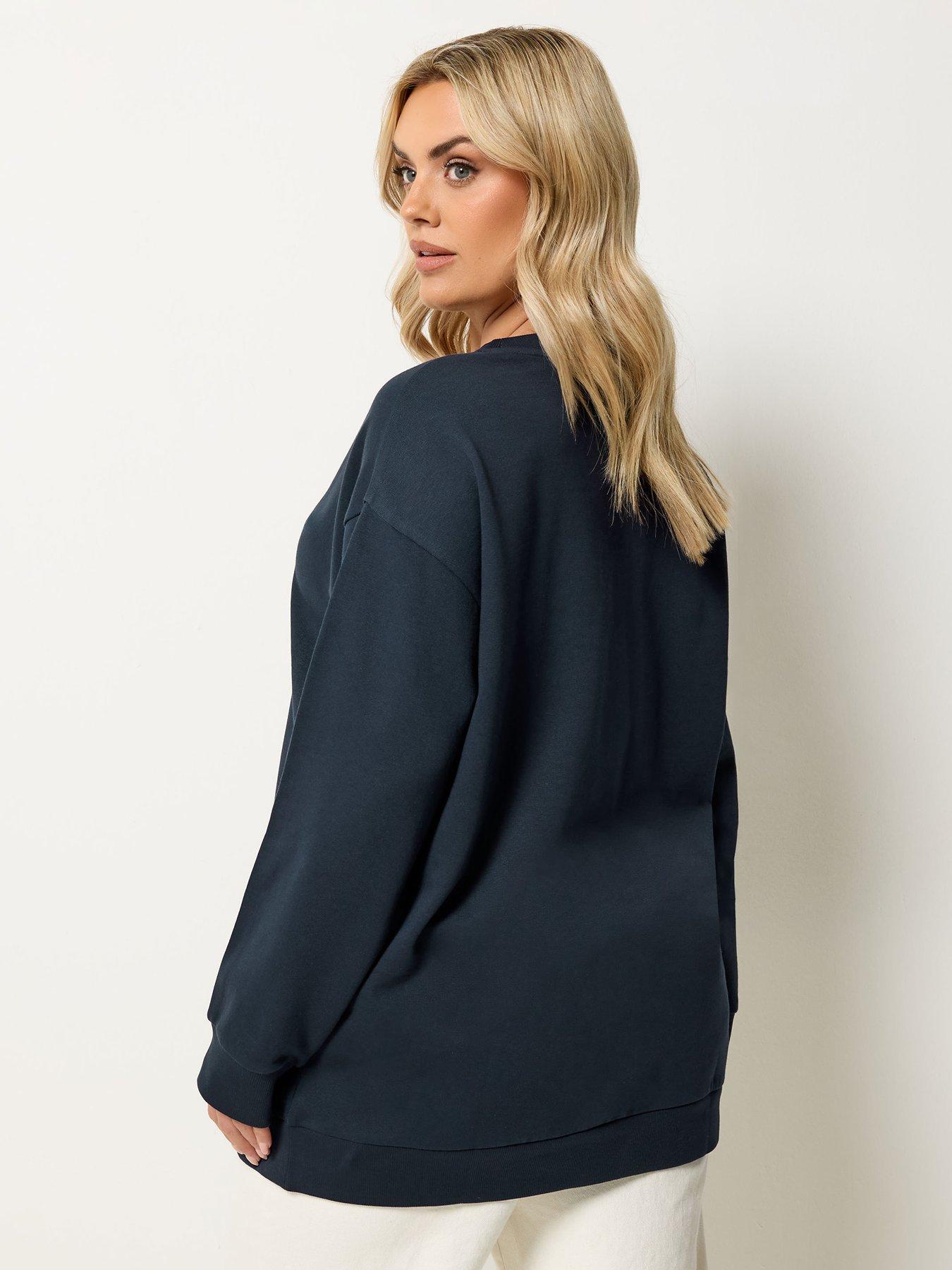 Image 2 of 5 of Yours Curve Foil Heart Sweatshirt - Blue