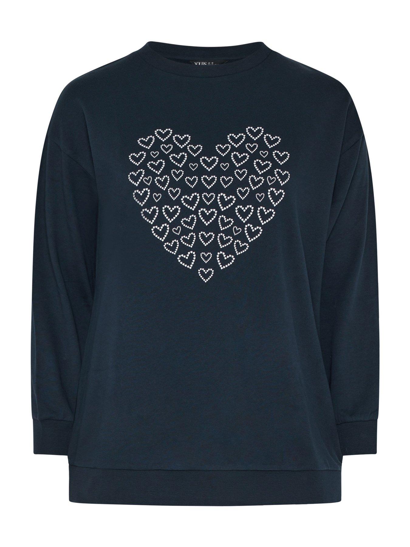 Image 5 of 5 of Yours Curve Foil Heart Sweatshirt - Blue