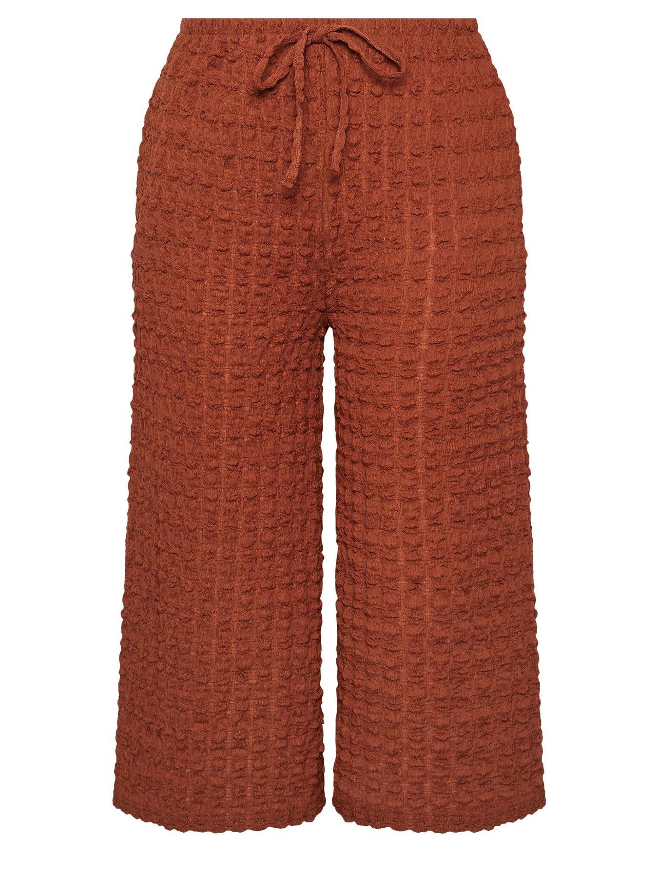 yours-curve-bubble-textured-wide-leg-crops-orangedetail