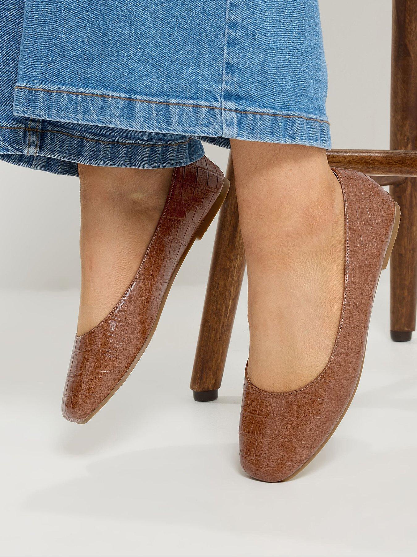 yours-wide-fit-square-toe-ballet-pump-brown