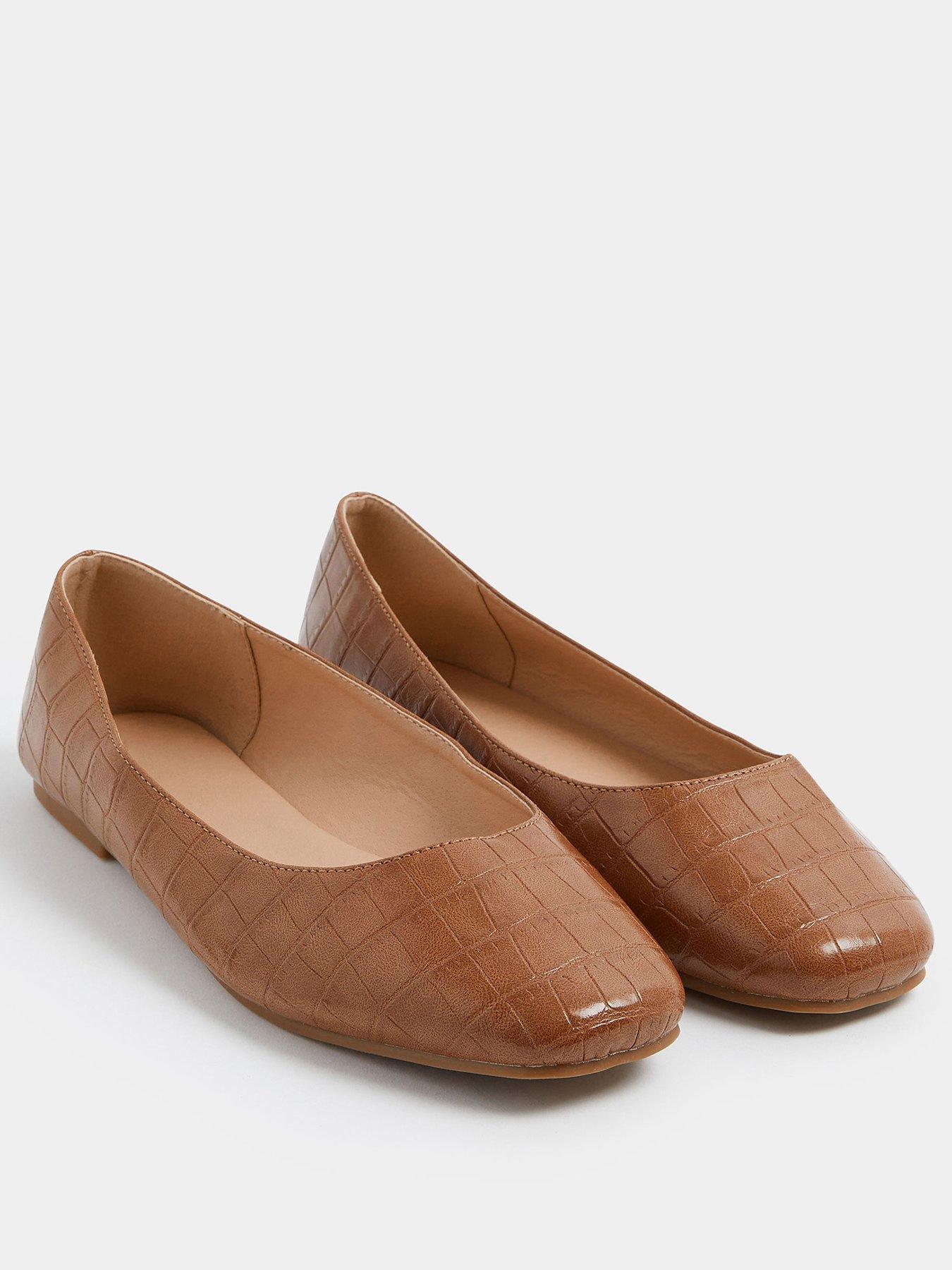 yours-wide-fit-square-toe-ballet-pump-brownstillFront