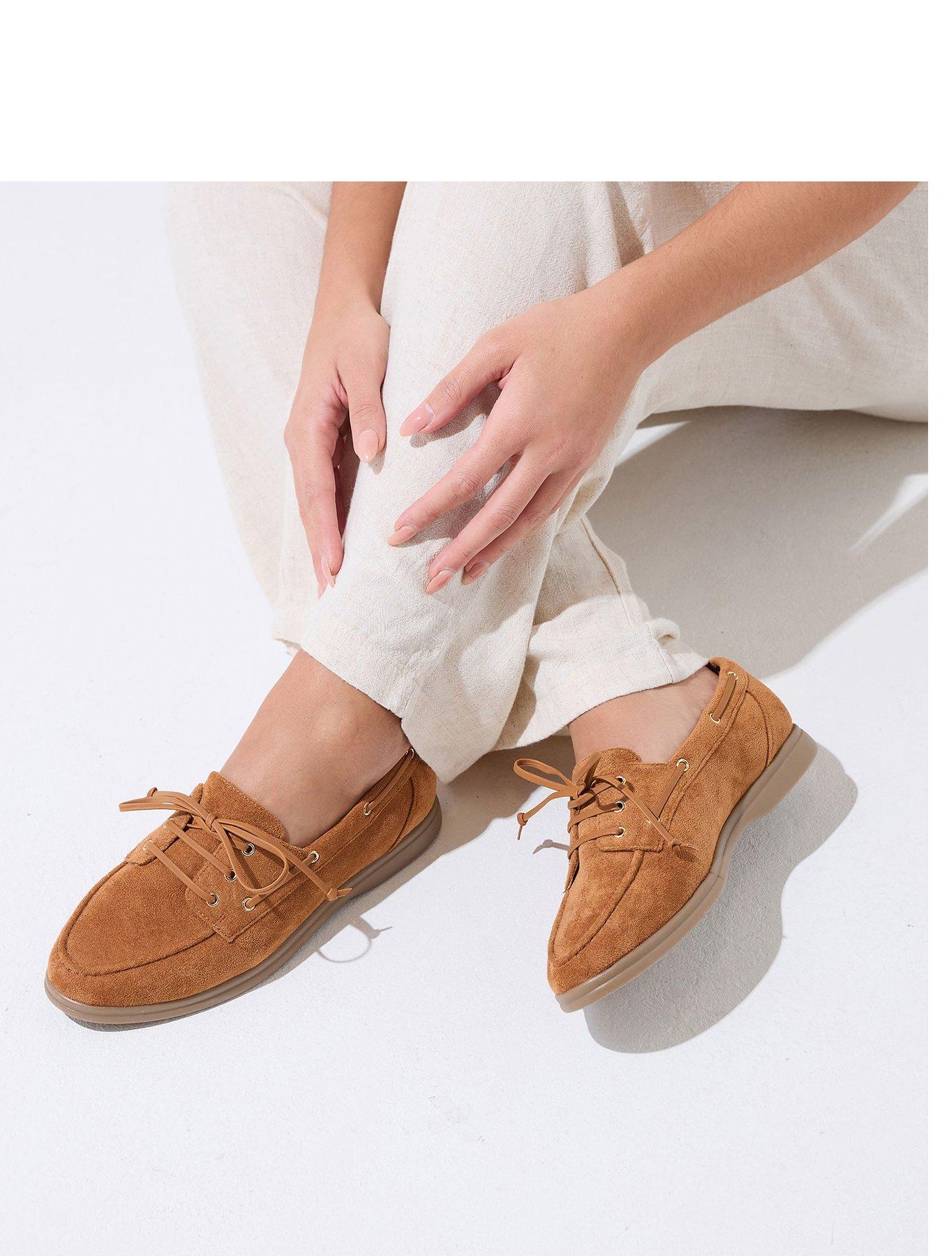 Yours Extra Wide Fit Flexi Boat Shoes - Brown