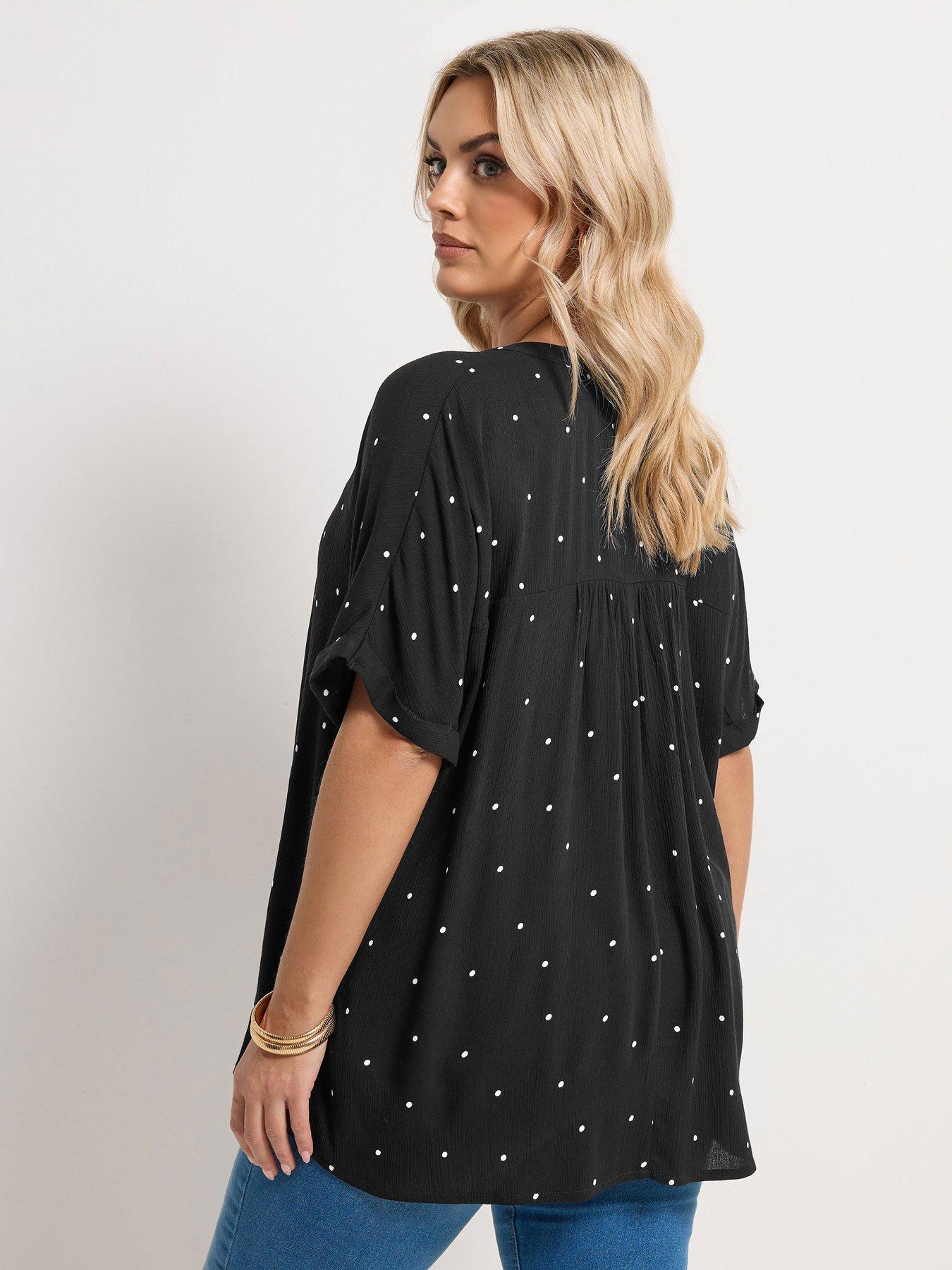 Image 2 of 5 of Yours Curve Gypsy Printed Crinkle Notchneck Top - Black
