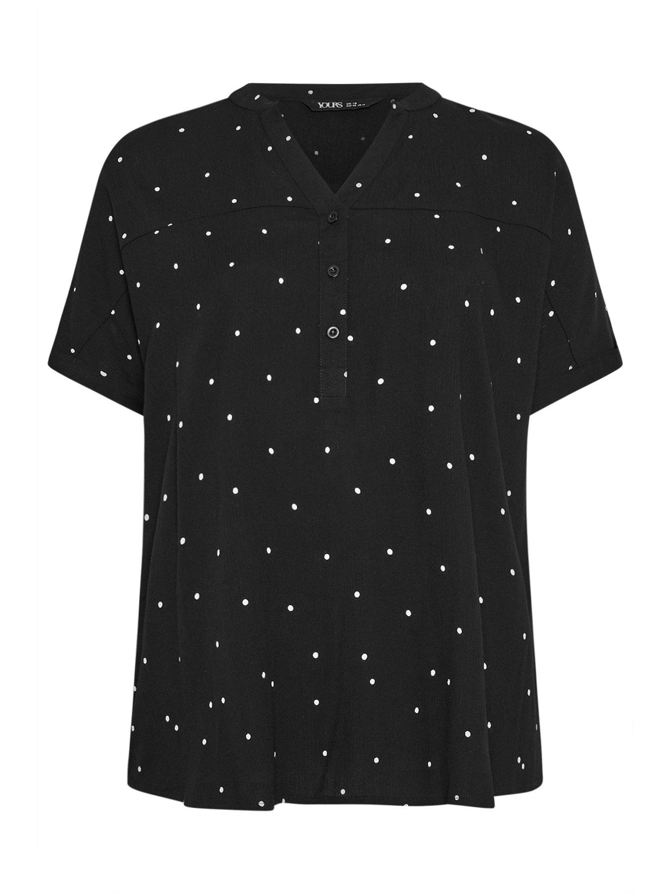 Image 5 of 5 of Yours Curve Gypsy Printed Crinkle Notchneck Top - Black