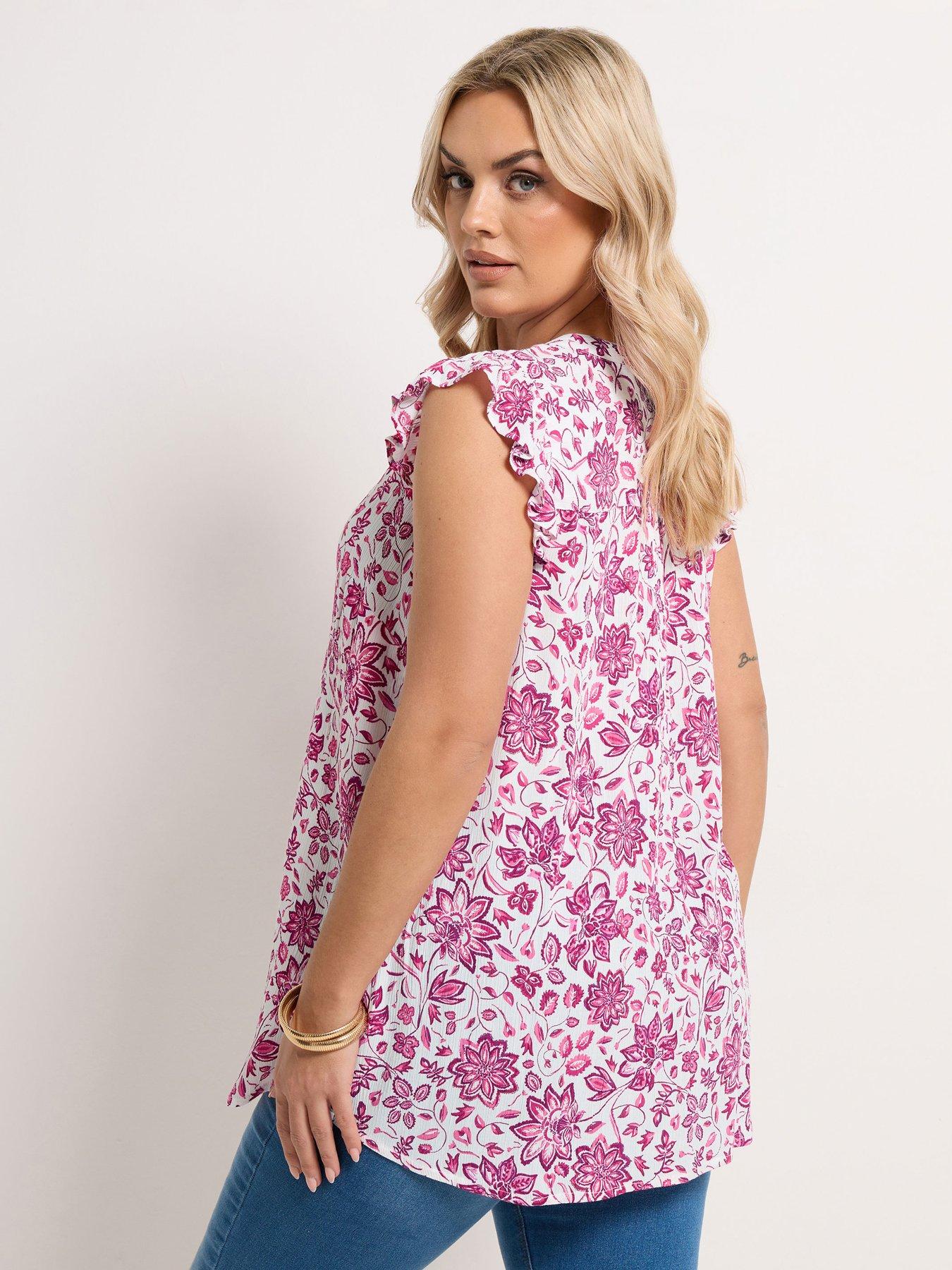 Image 2 of 5 of Yours Curve Sleeveless Pintuck Blouse - Pink