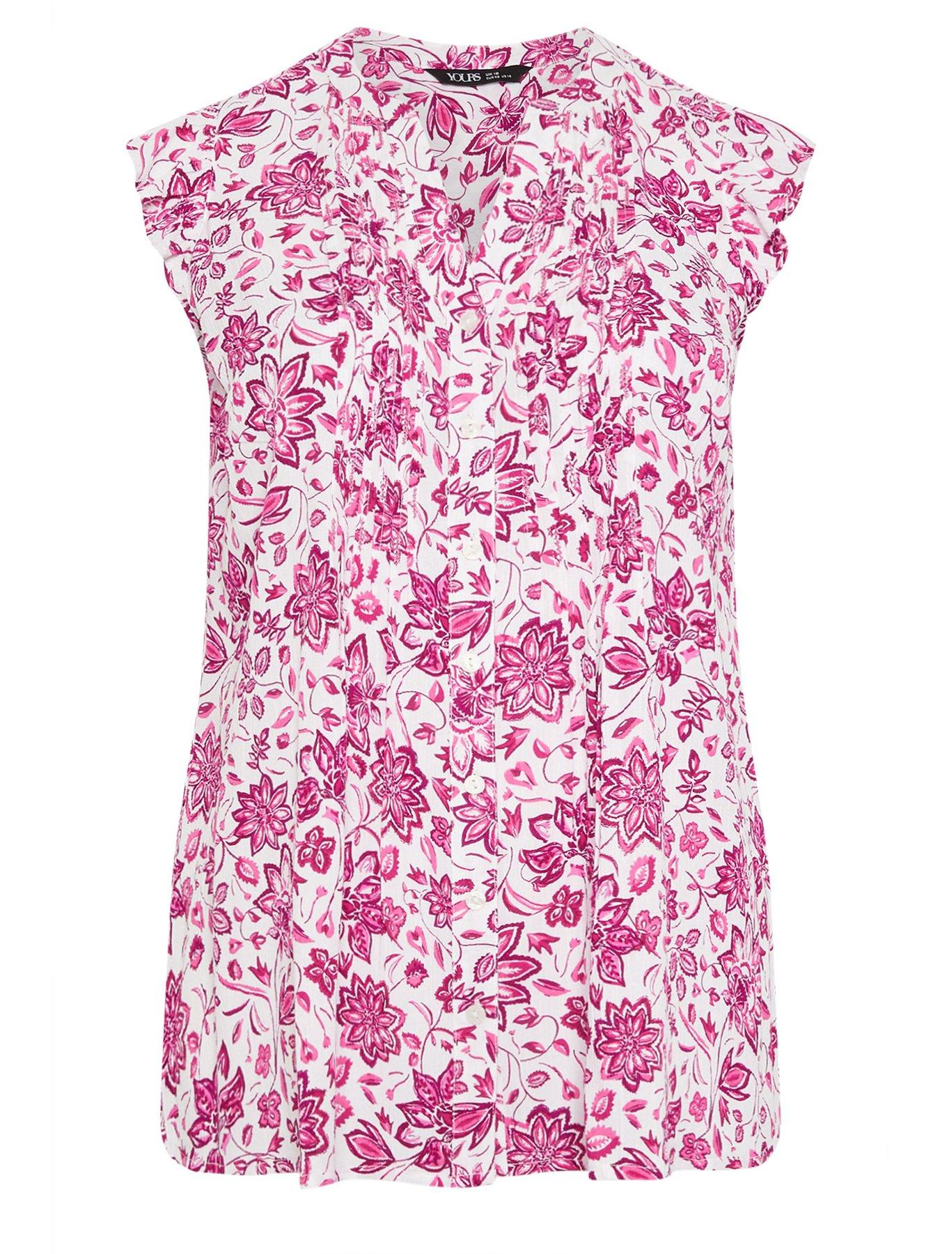 Image 5 of 5 of Yours Curve Sleeveless Pintuck Blouse - Pink
