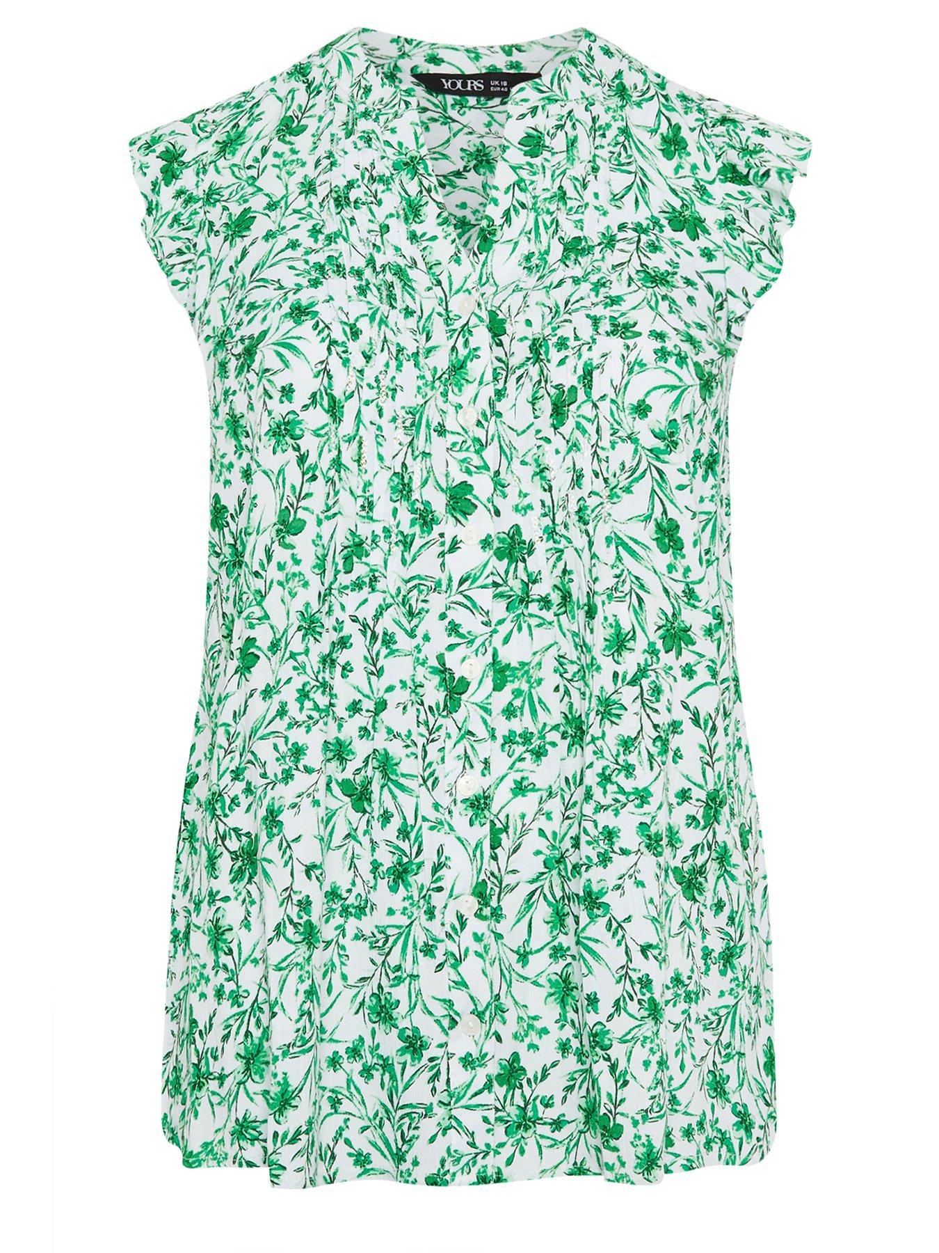 yours-curve-sleeveless-pintuck-blouse-greendetail