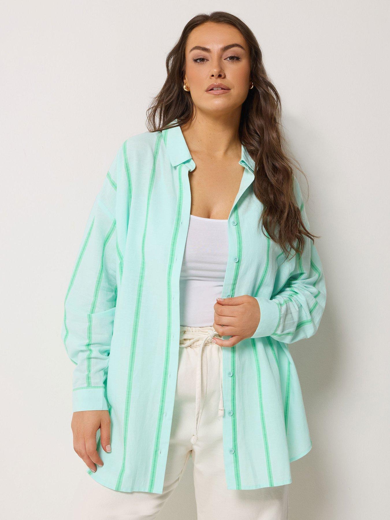 Yours Curve Long Sleeve Striped Linen Shirt