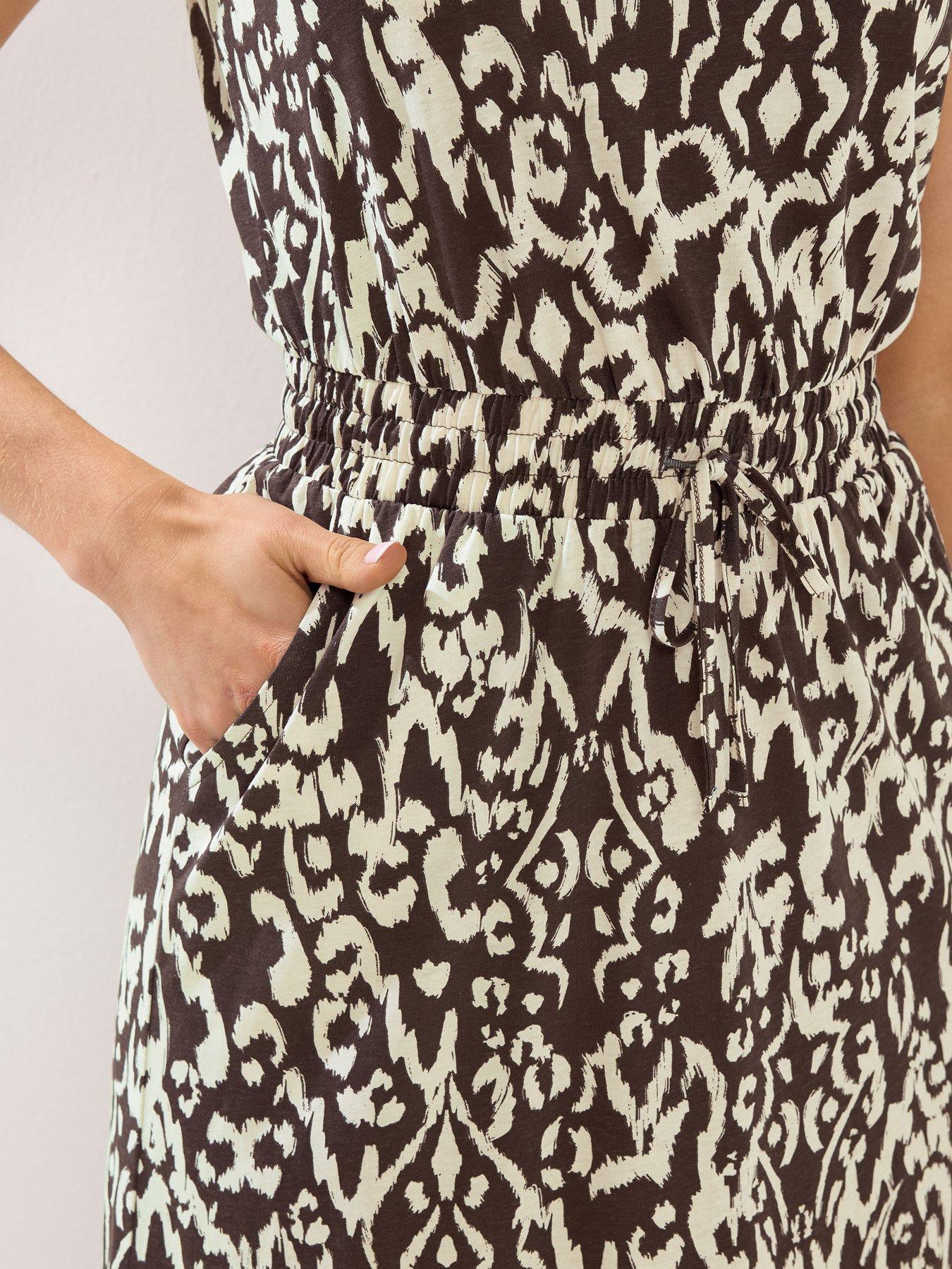 Image 4 of 5 of Long Tall Sally Tall Aztec Print Tie Waist Maxi Dress - Brown