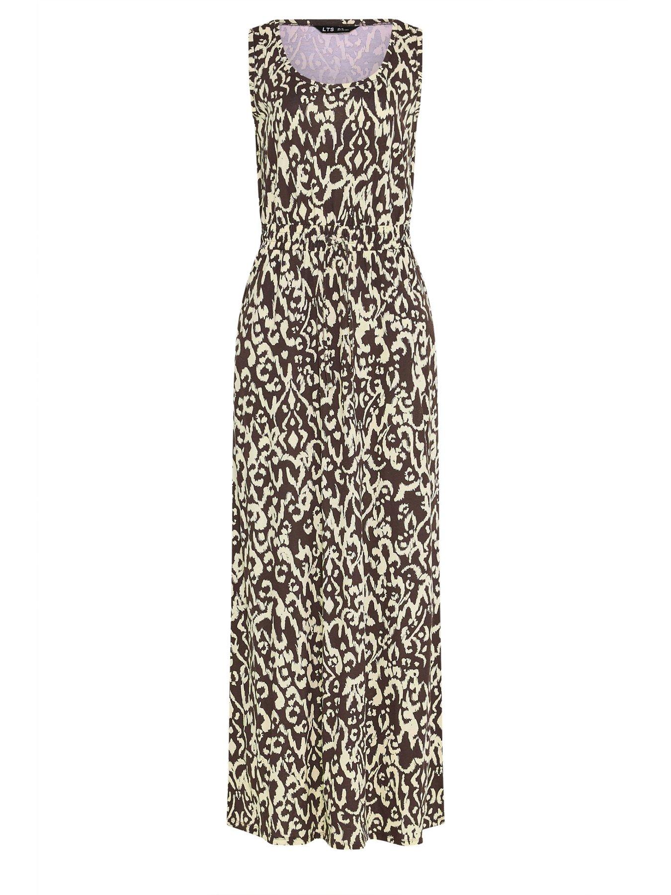 Image 5 of 5 of Long Tall Sally Tall Aztec Print Tie Waist Maxi Dress - Brown