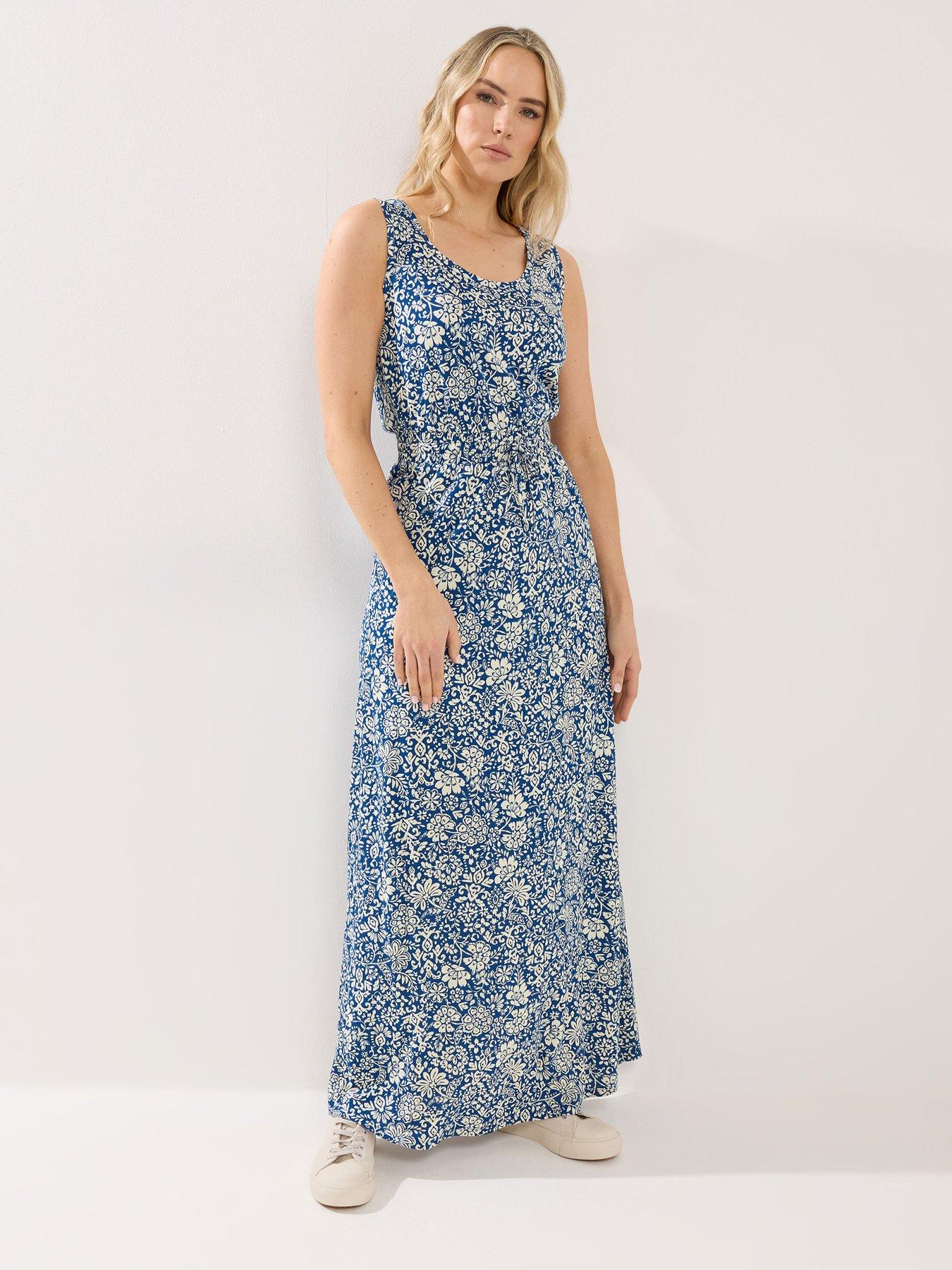 Long Tall Sally Floral Tie Waist Maxi Dress - Blue