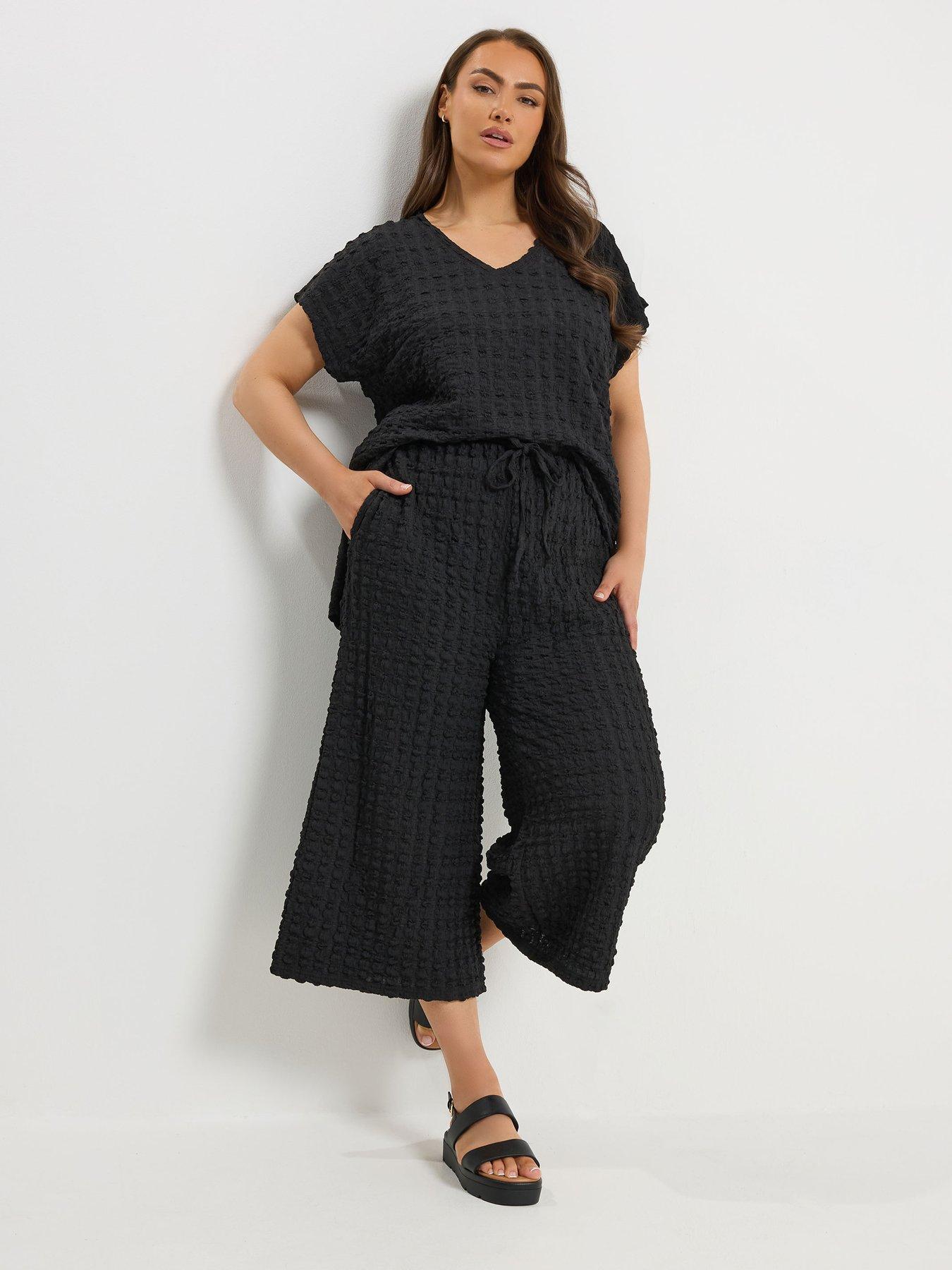 yours-curve-bubble-textured-wide-leg-crops-blackback