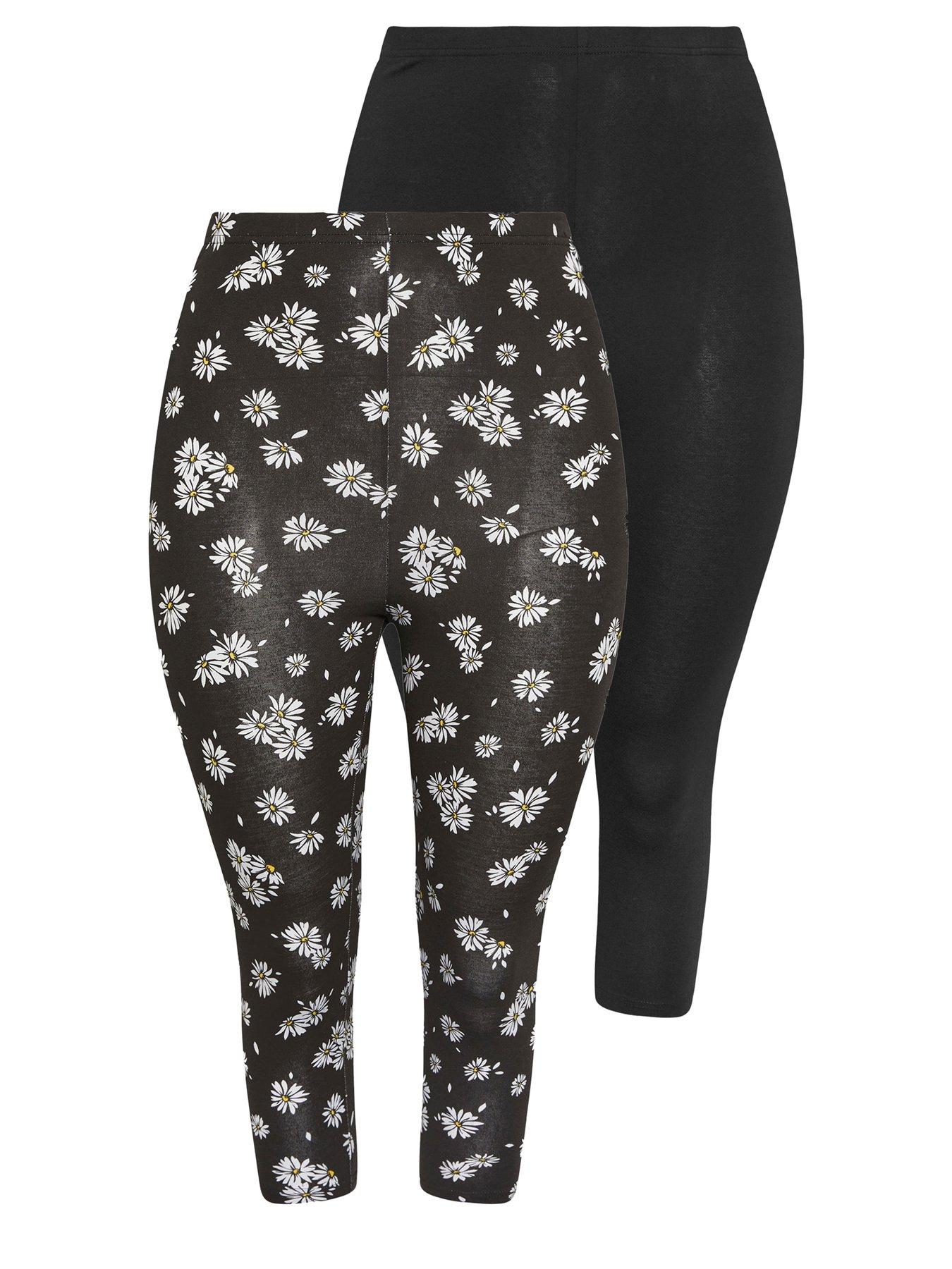 Image 6 of 6 of Yours Curve 2 Pack Daisy Print Crop Leggings