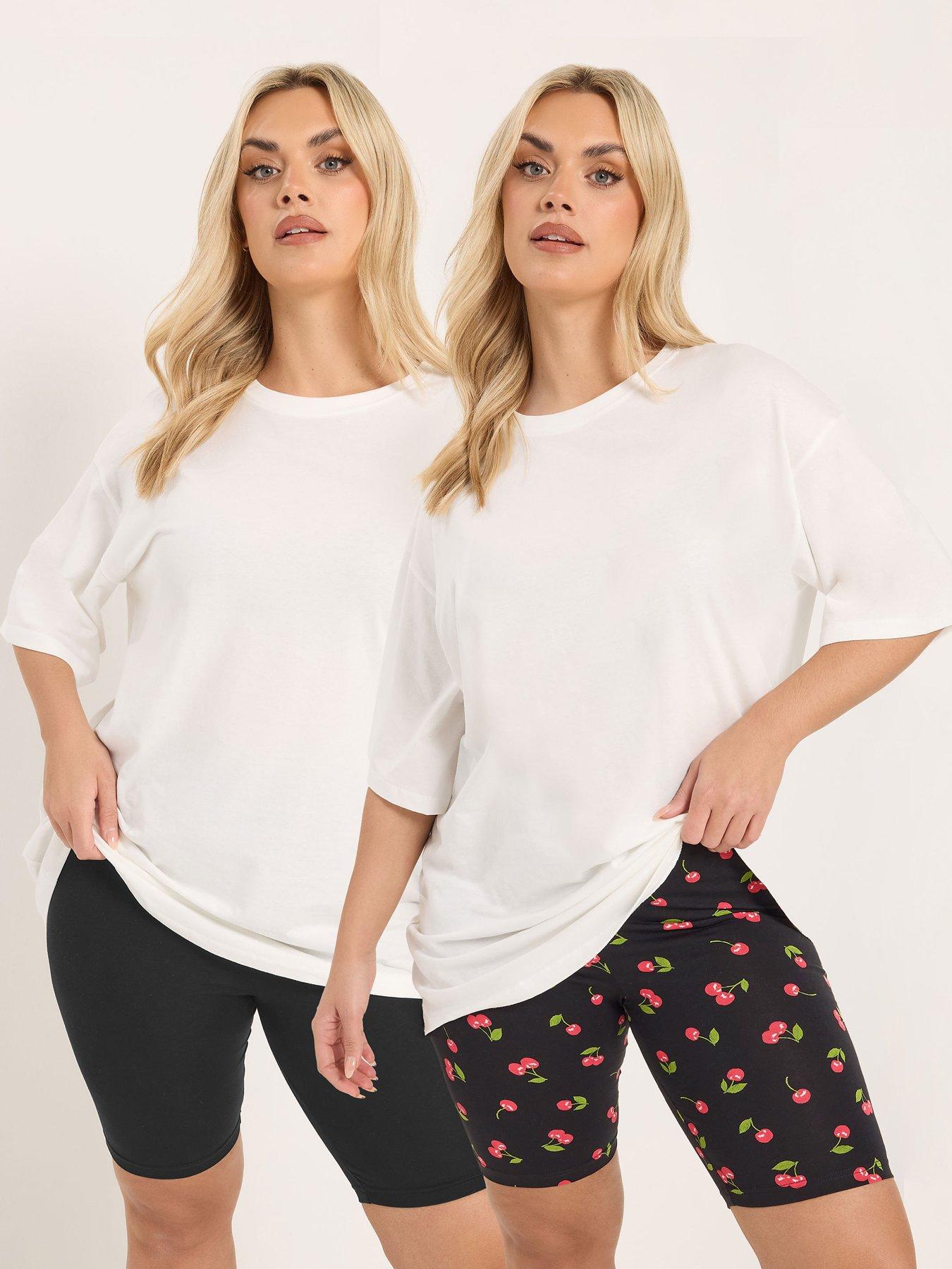 yours-curve-2-pack-cherry-print-cycling-shortsfront