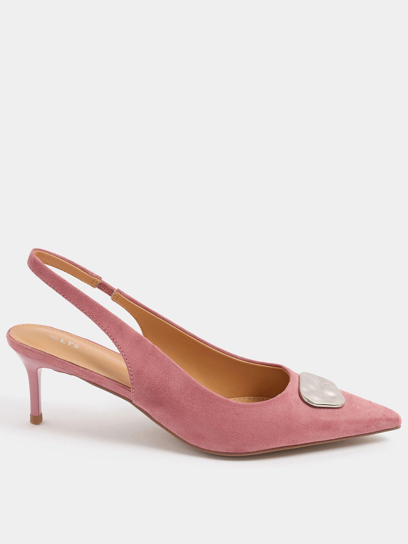 Long Tall Sally Tall Hammered Trim Sling Back Court Heel