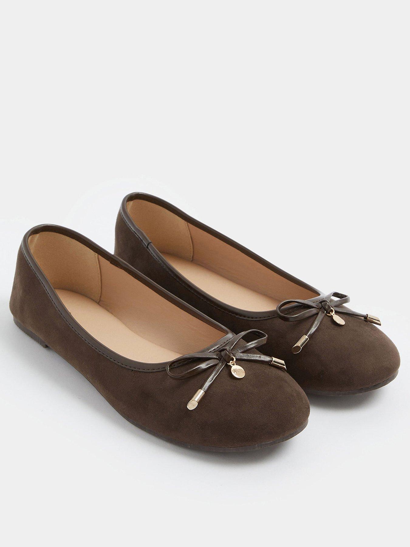 long-tall-sally-suedette-ballet-flat-shoes-brownstillFront
