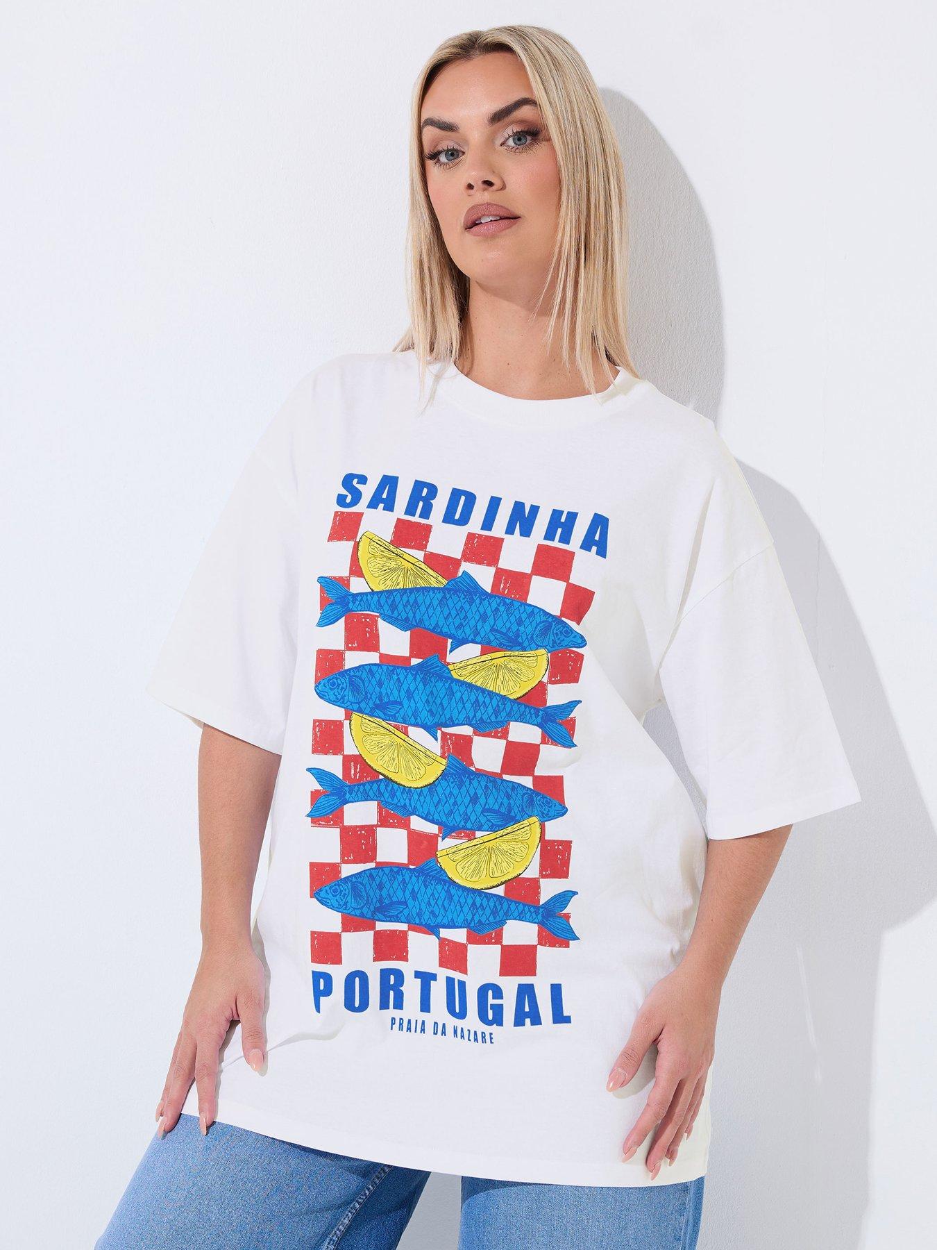 Image 1 of 5 of Yours Curve Sardinha Fish Longline T-shirt